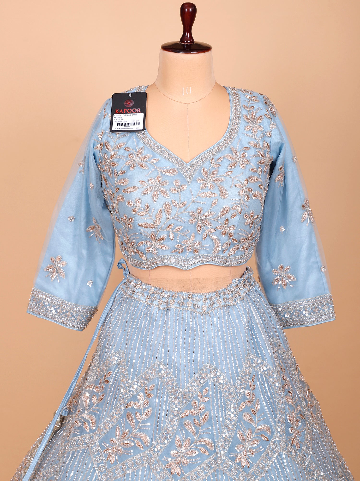 Sky Blue Net Lehenga Wit Handwork
