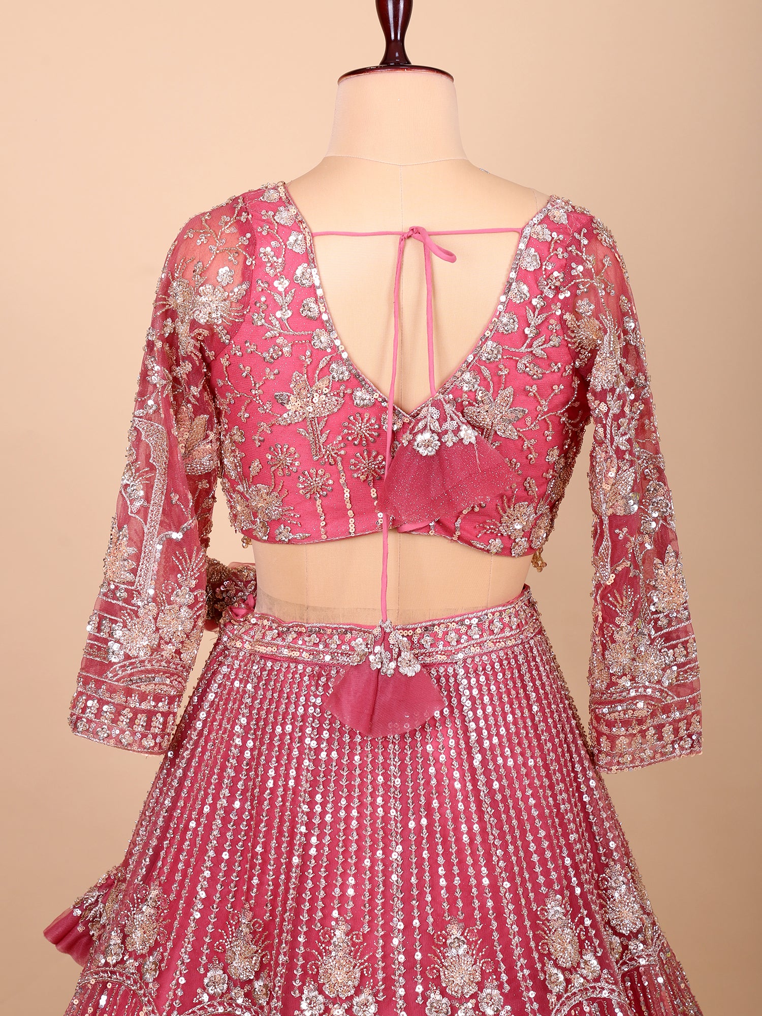 Baby Pink Lehenga With Glasscut Embellishments