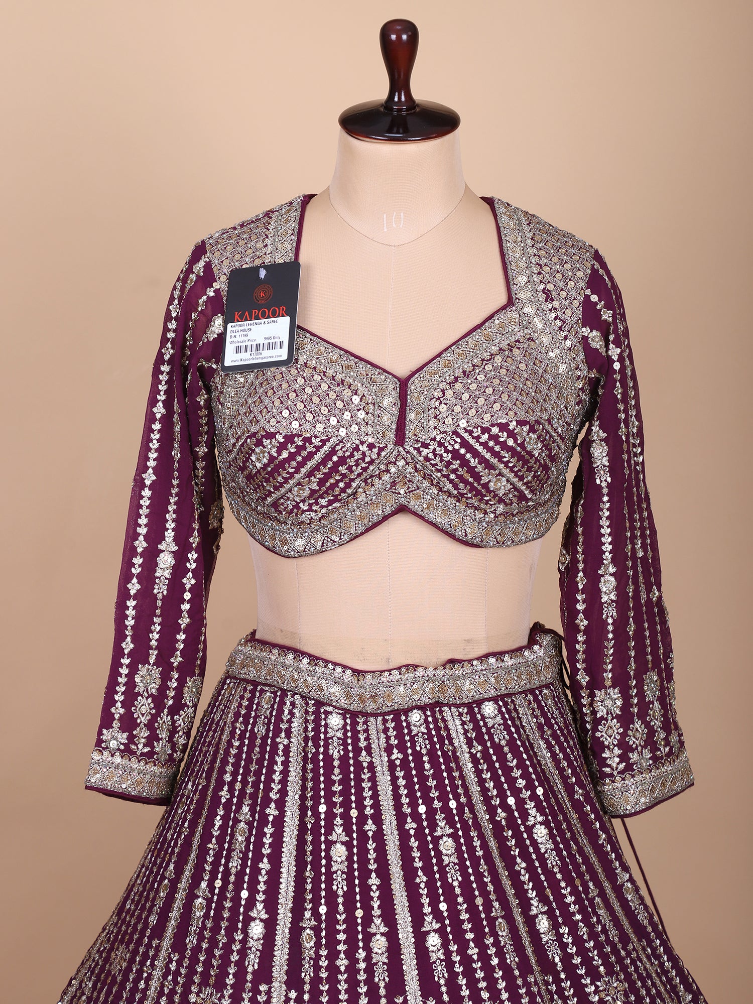Maroon Georgette Lehenga With Jarkan Embroidery