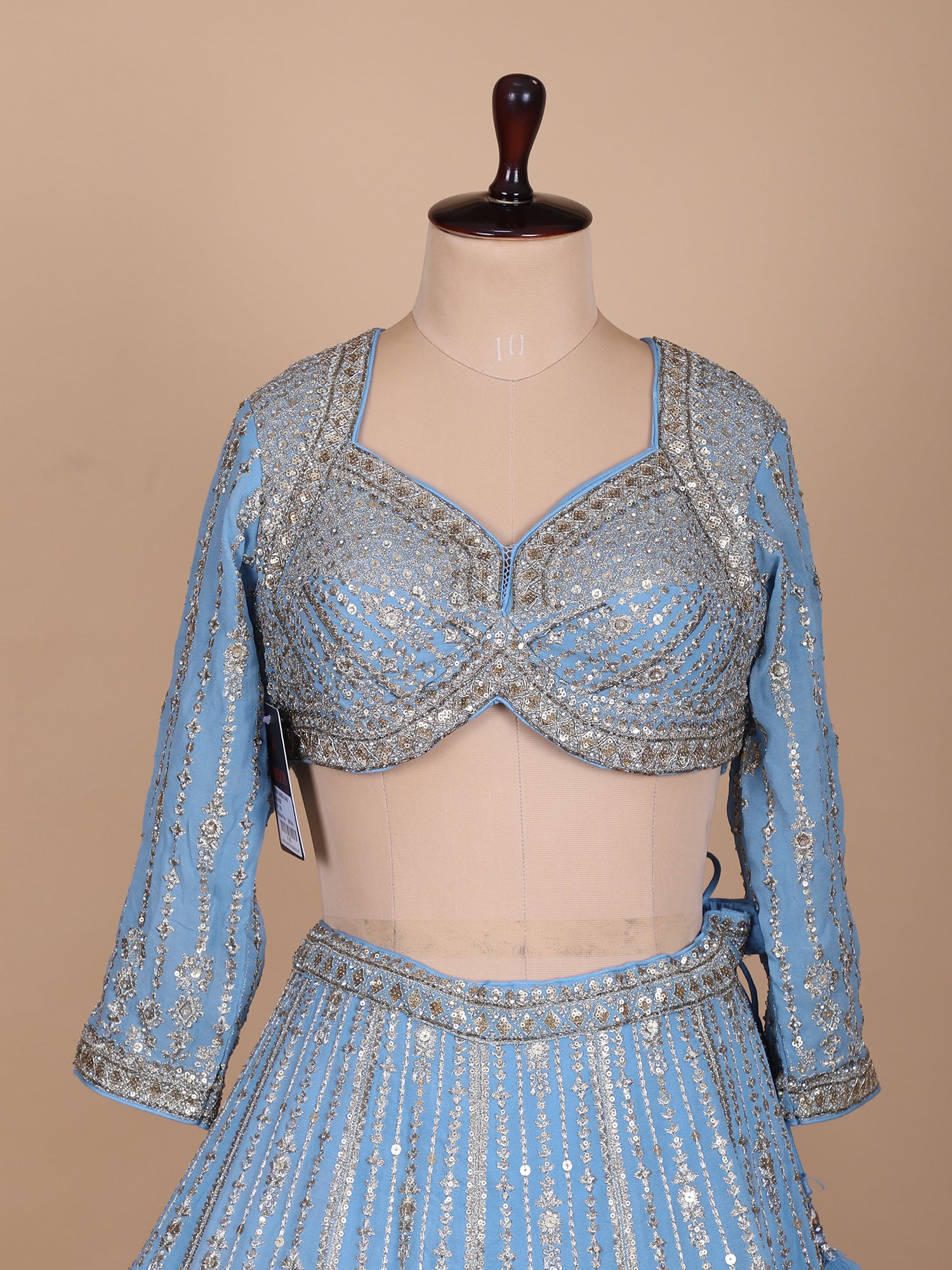 Sky Blue Georgette Lehenga With Jarkan Work