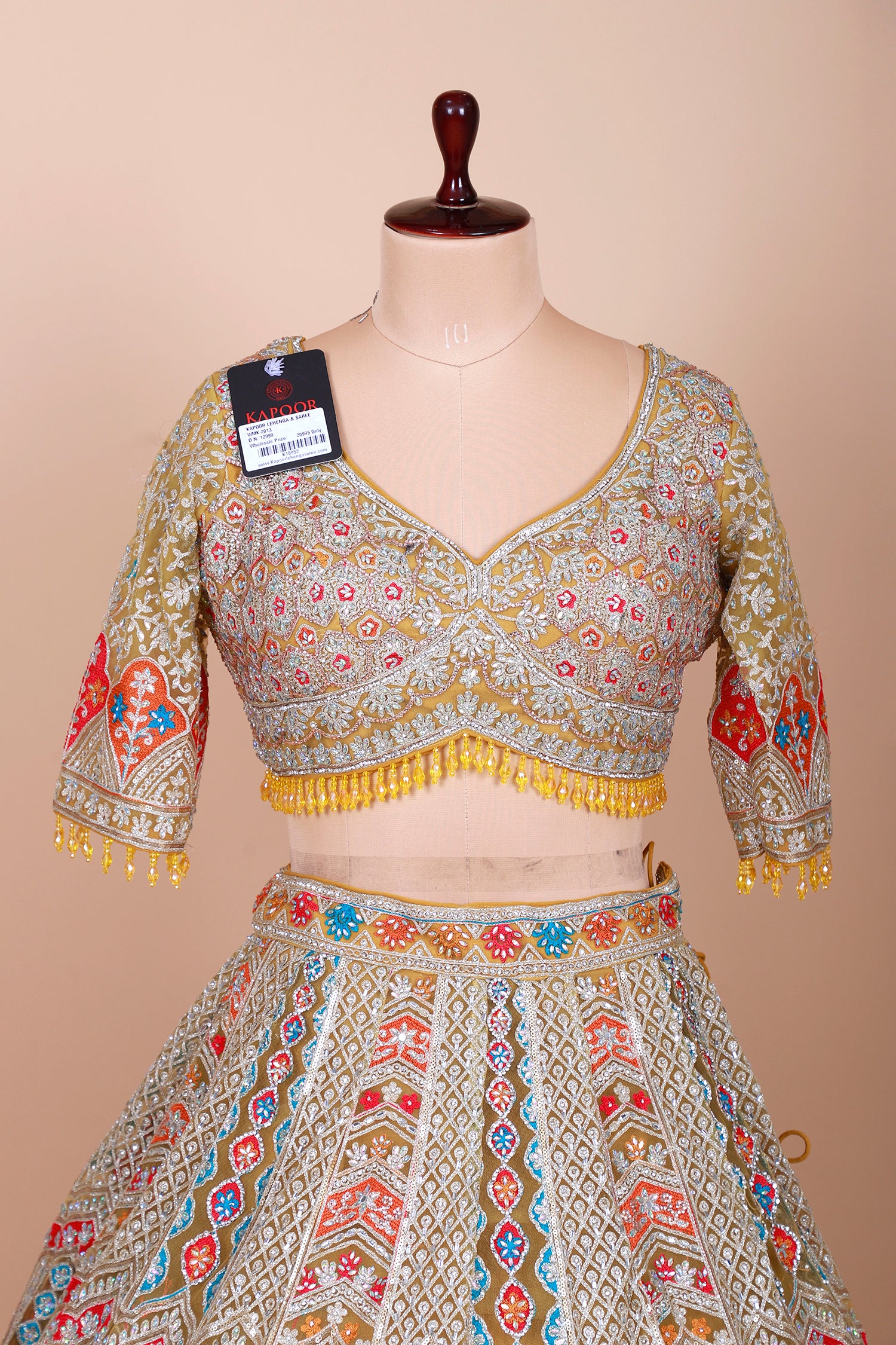 Multi-Color Heavy Net Lehenga With Handwork