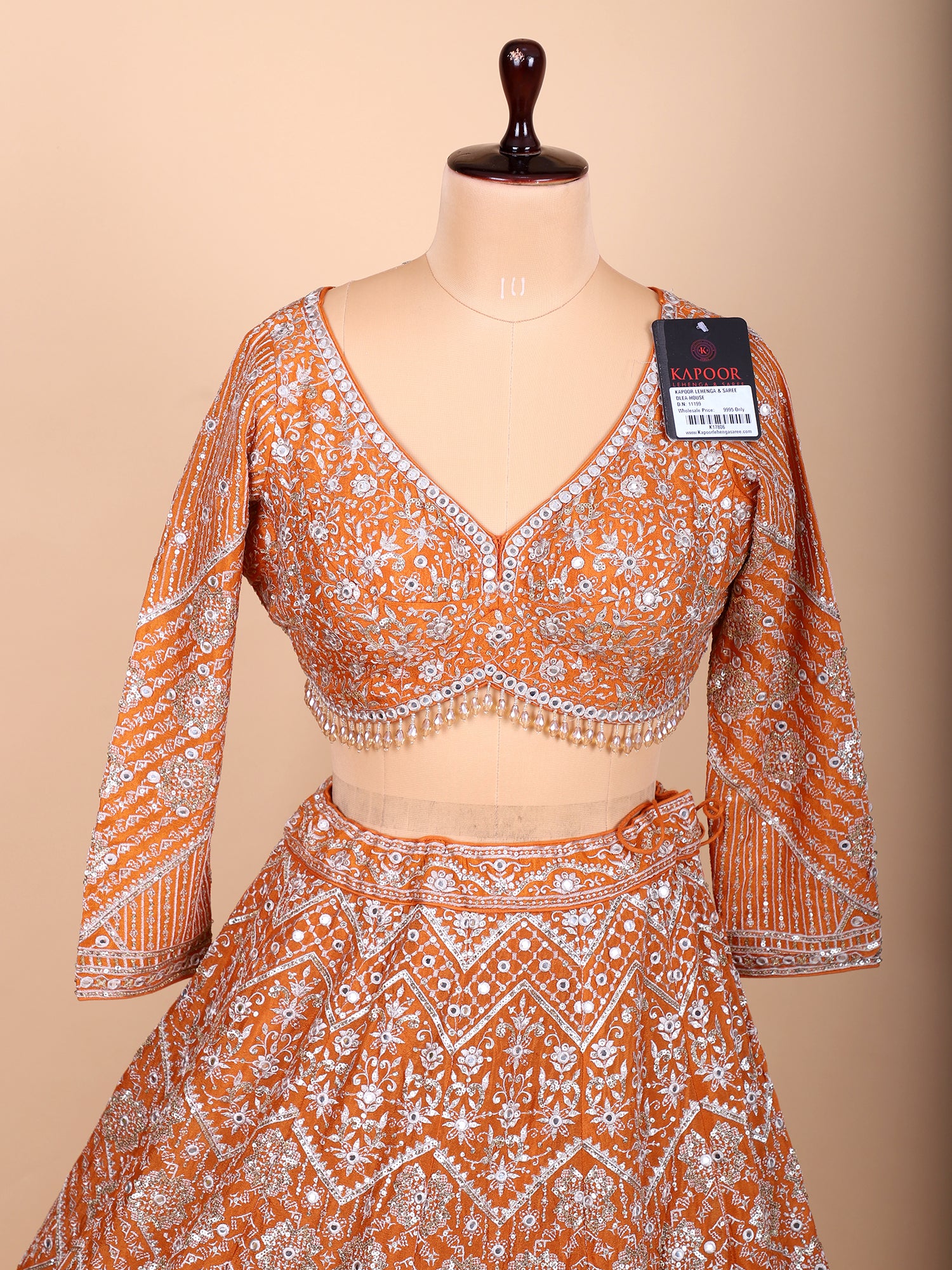 Tangerine Twist Orange Threadwork Lehenga