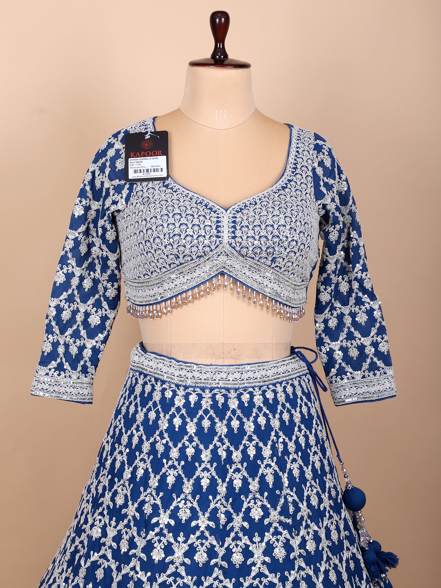 Dark Blue Georgette Embroidered Lehenga