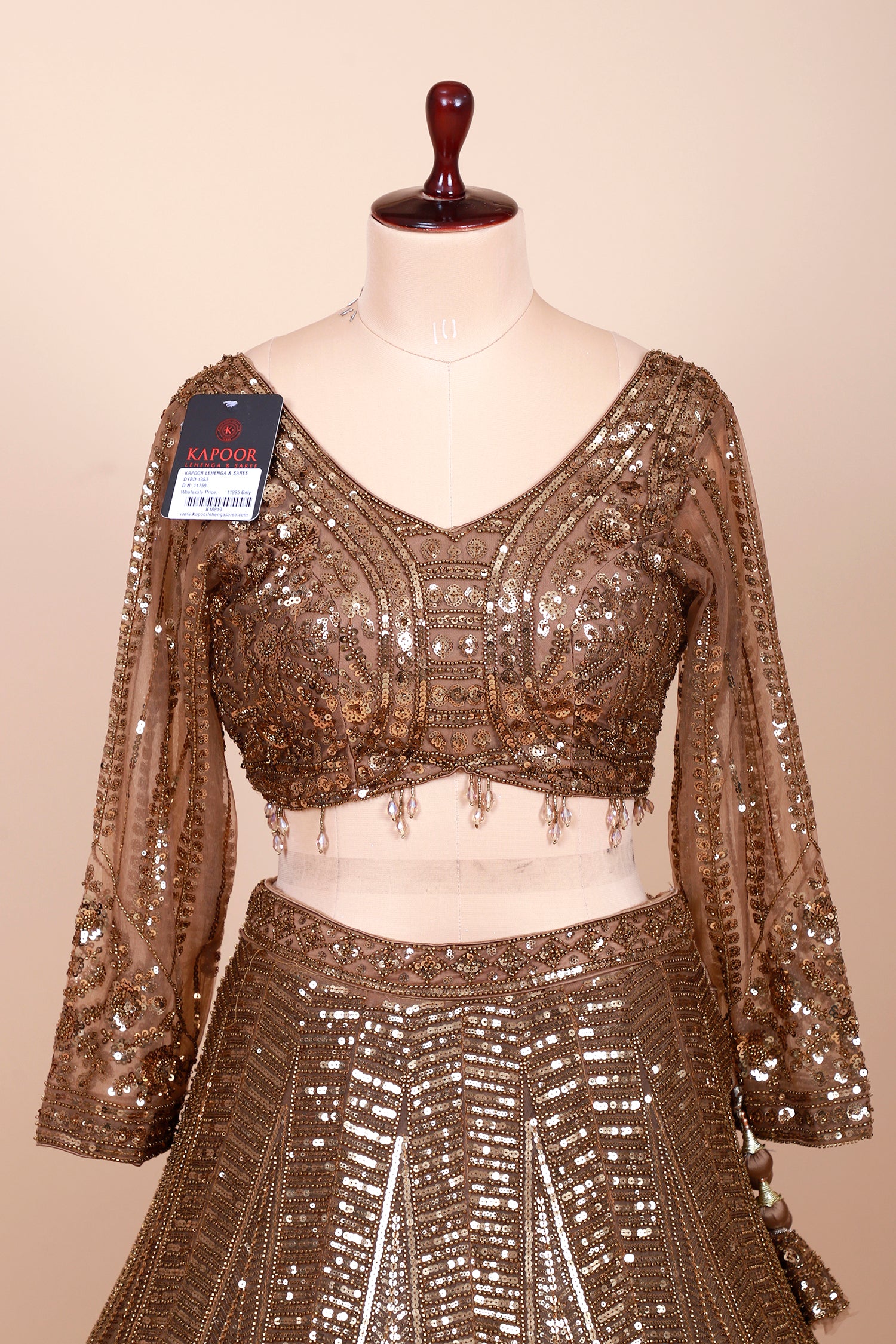 Metallic Gold Net Lehenga With Sequins