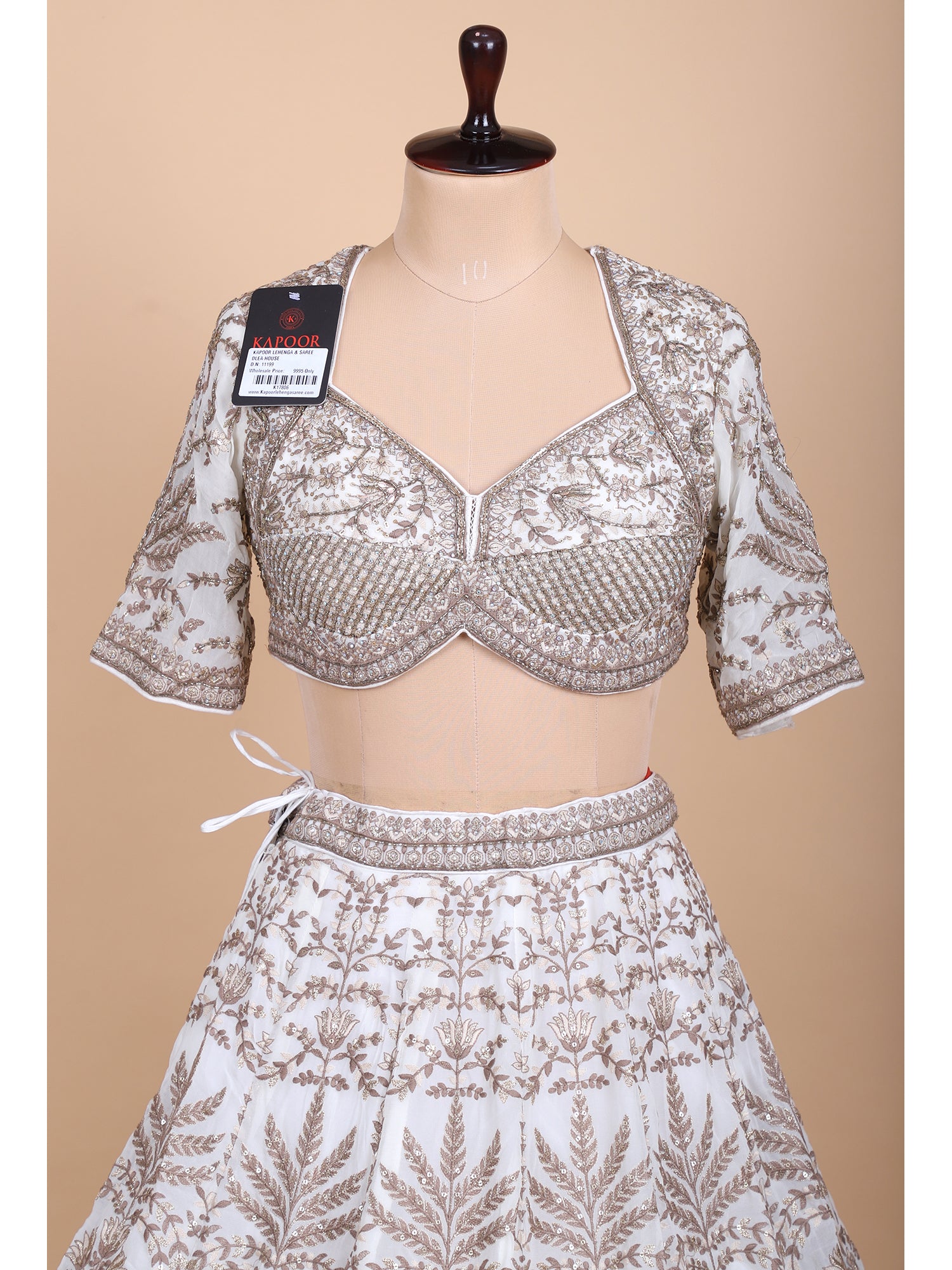 White Gold Lehenga With Handcrafted Zari Embroidery