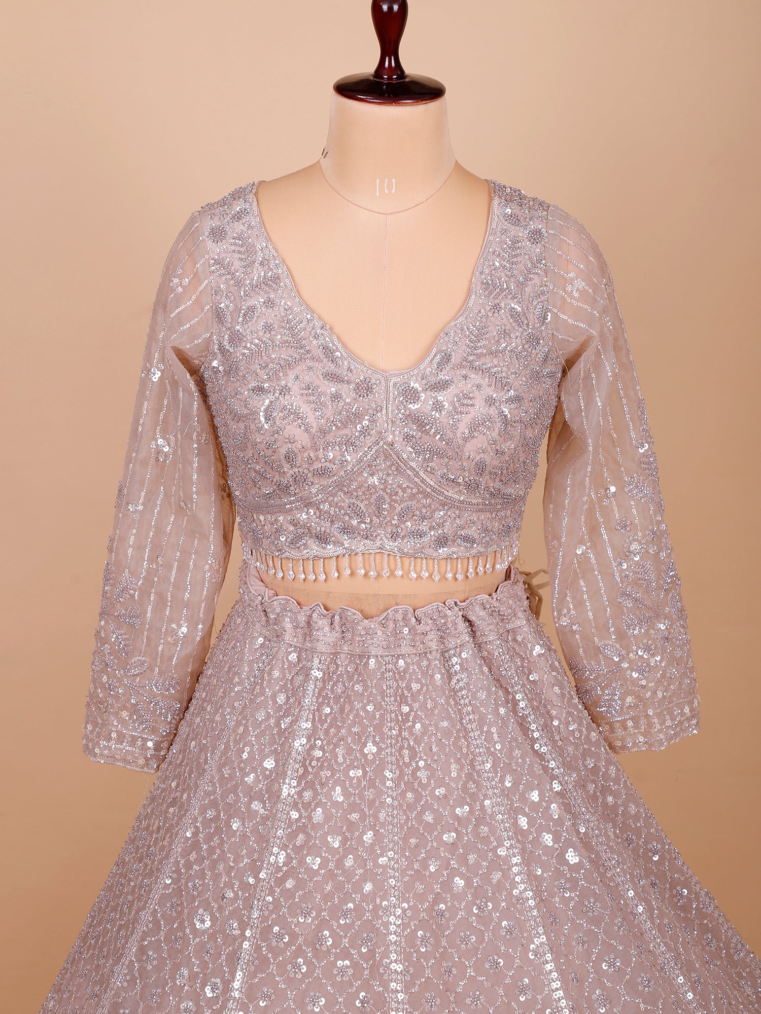Baby Pink Designer Net Lehenga