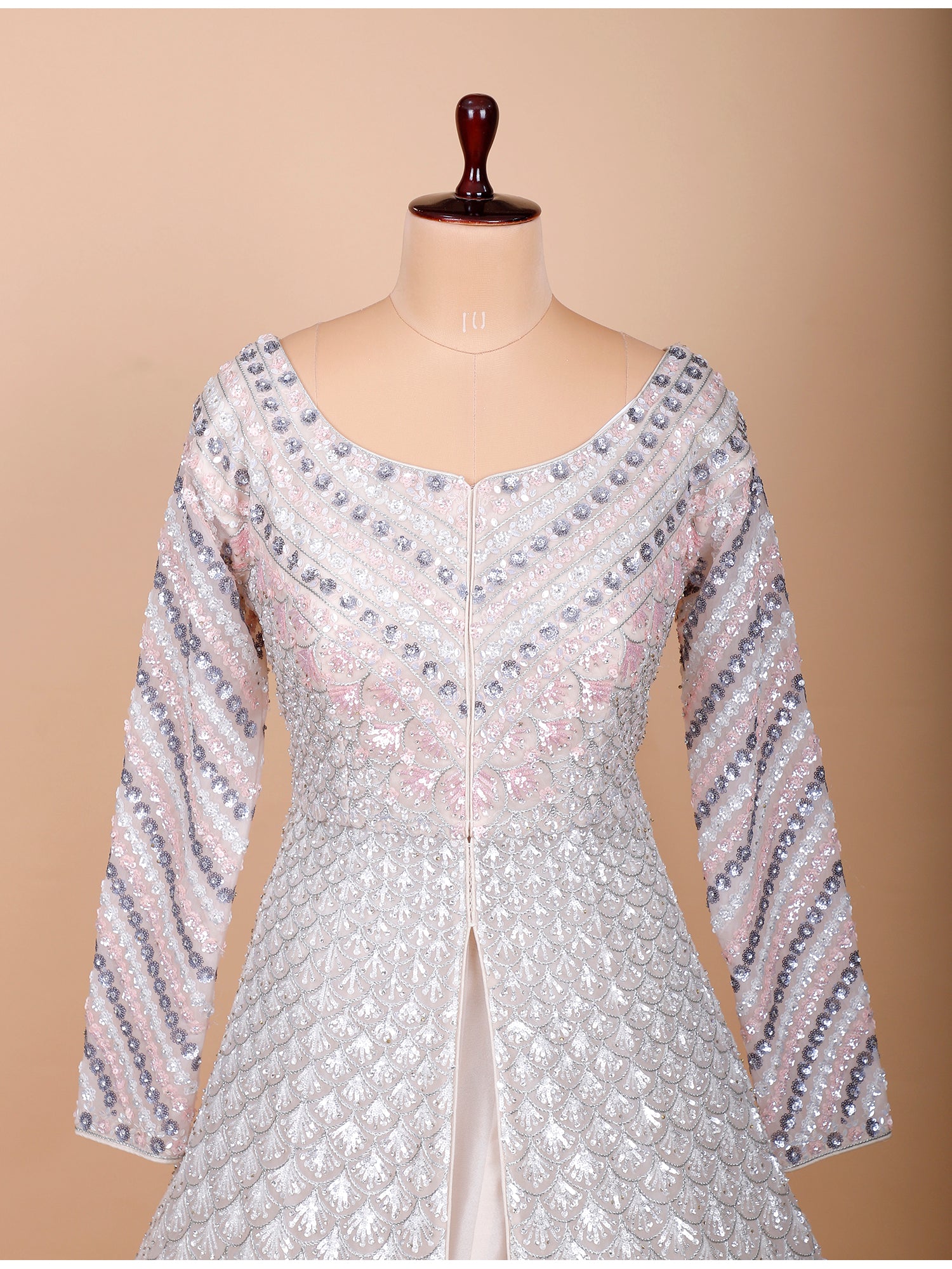 Multi Net Threadwork Sequin Gown