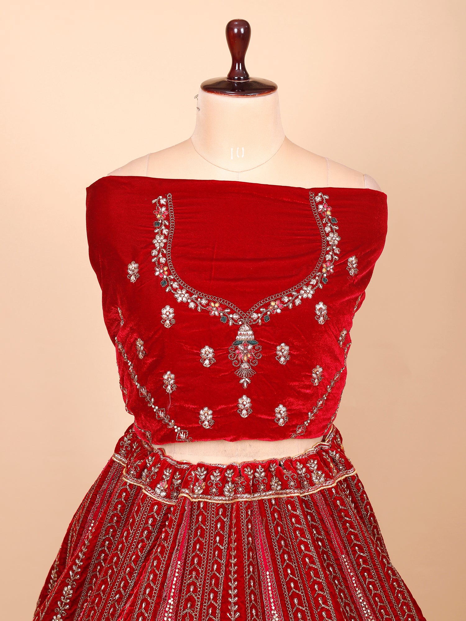 Red Velvet Bridal Lehenga Luxury Design