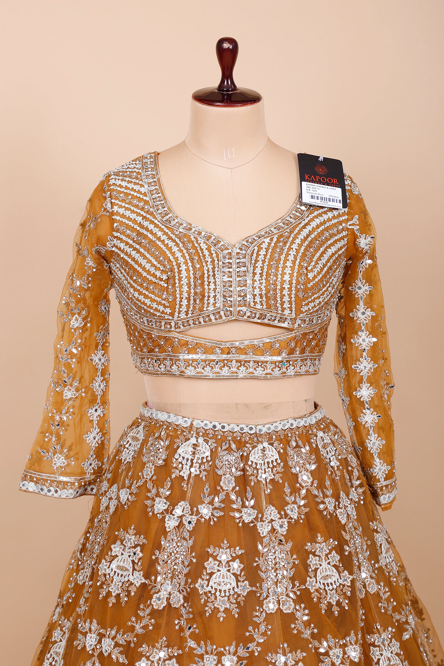 Mustard Net Embroidered Crop Top With Sequins Work