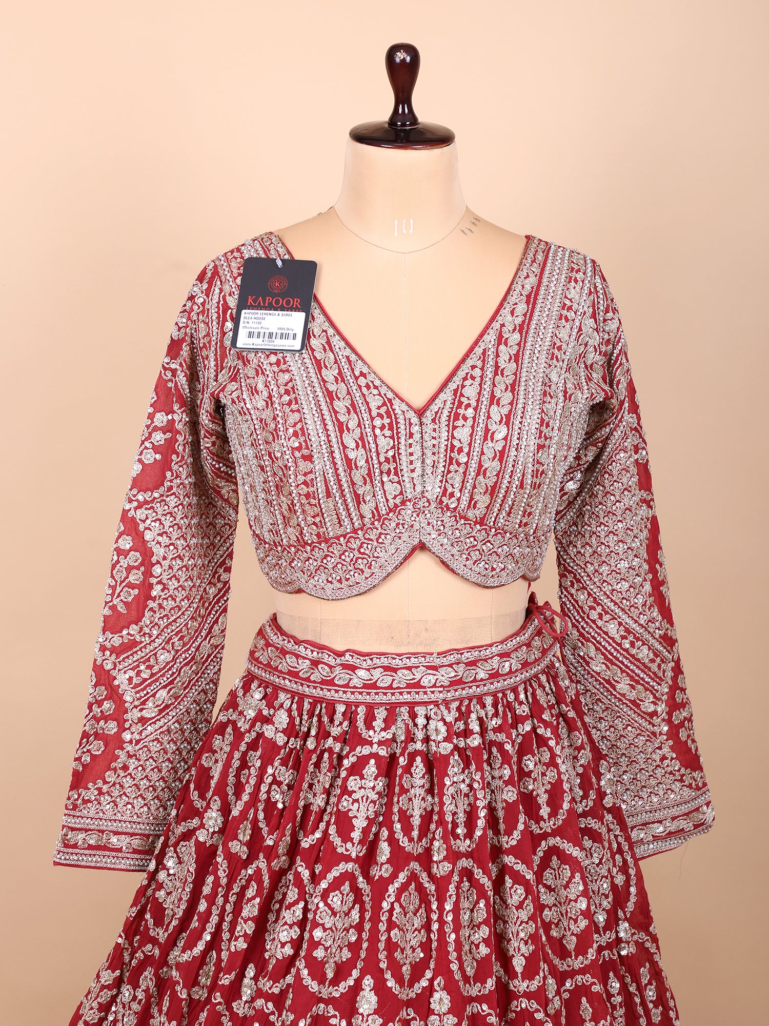 Deep Maroon Handcrafted Lehenga With Dupatta