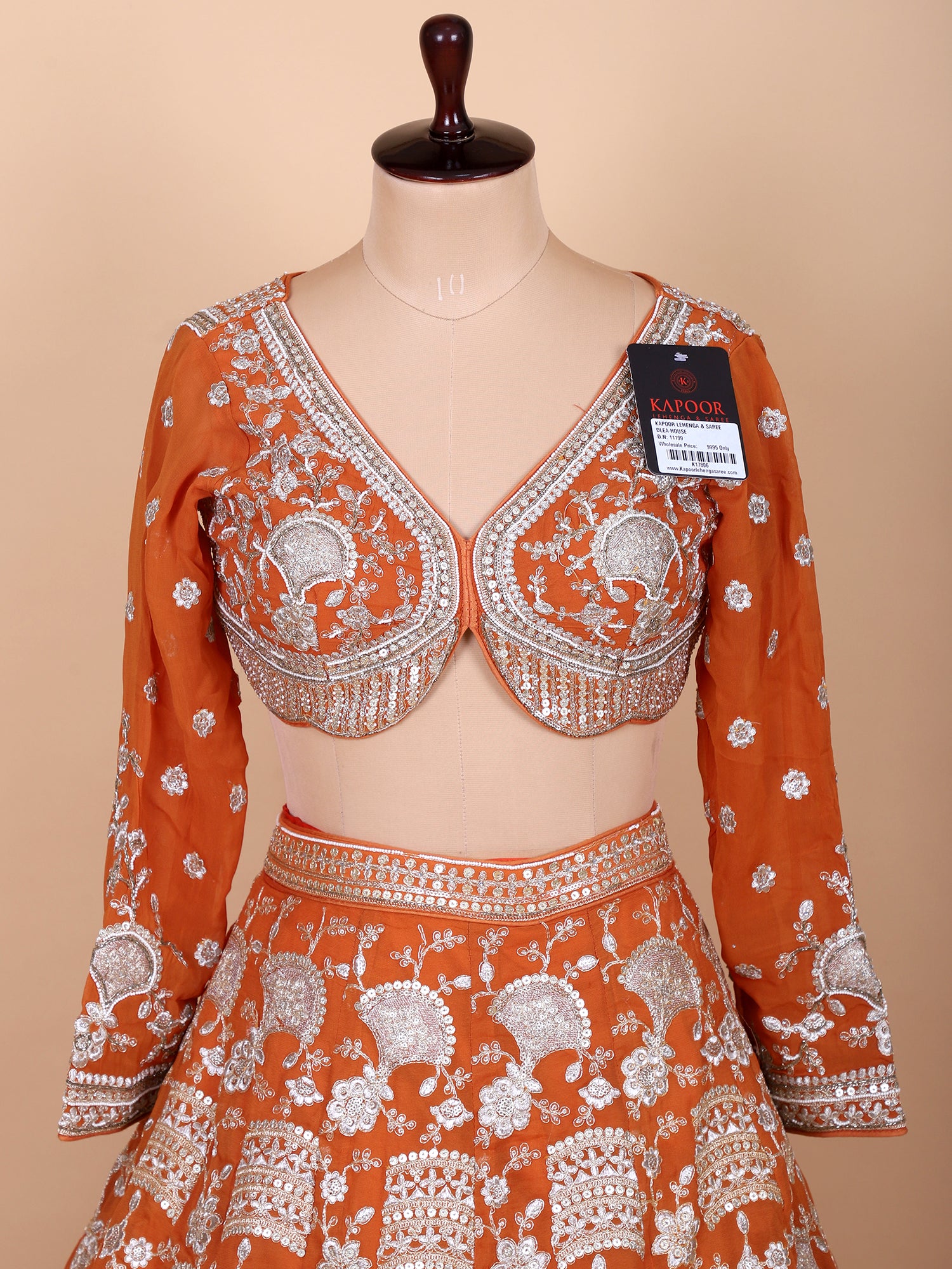 Orange Georgette Embroidered Lehenga Set