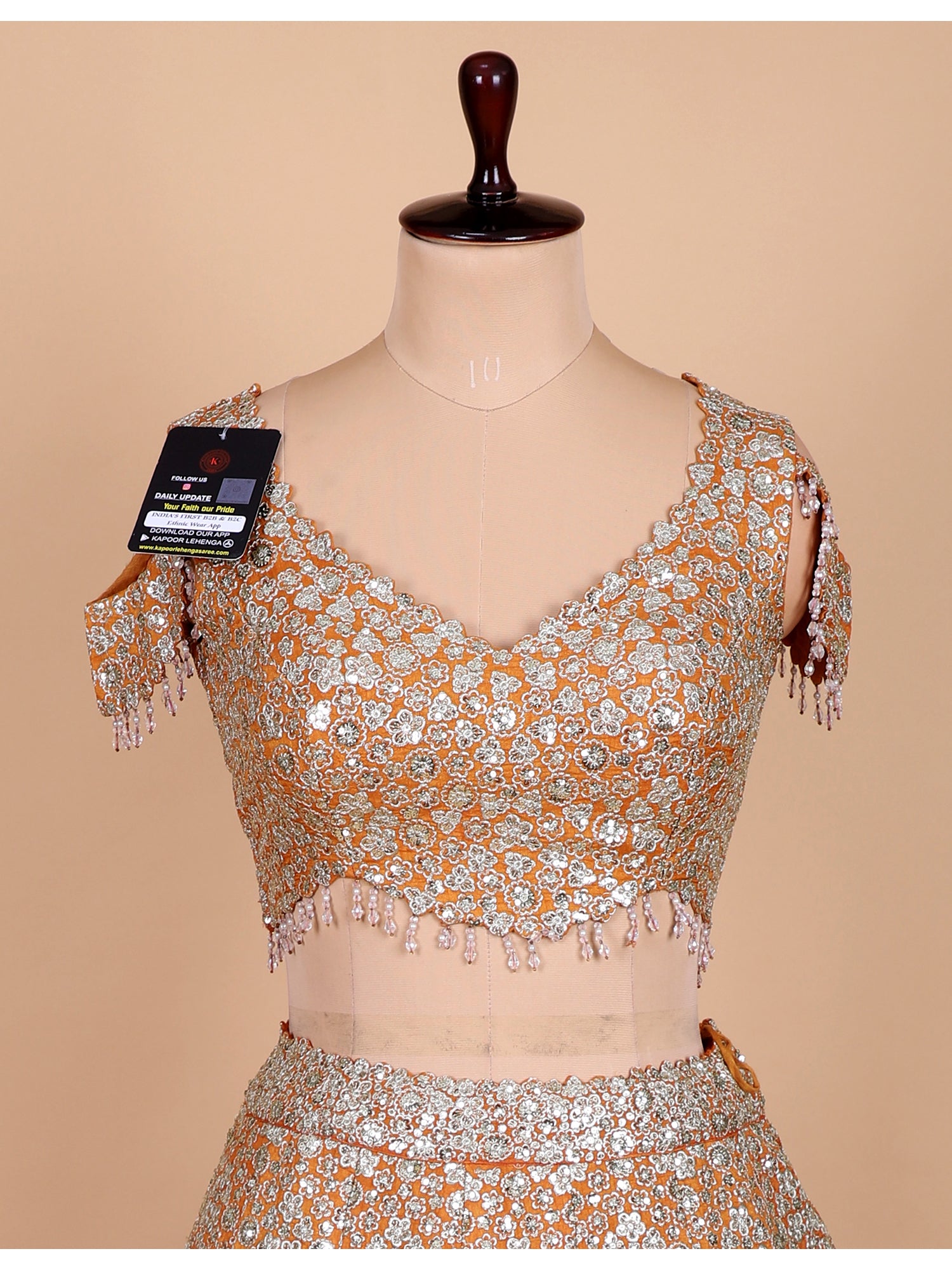 Orange Georgette Embroidered Lehenga Set