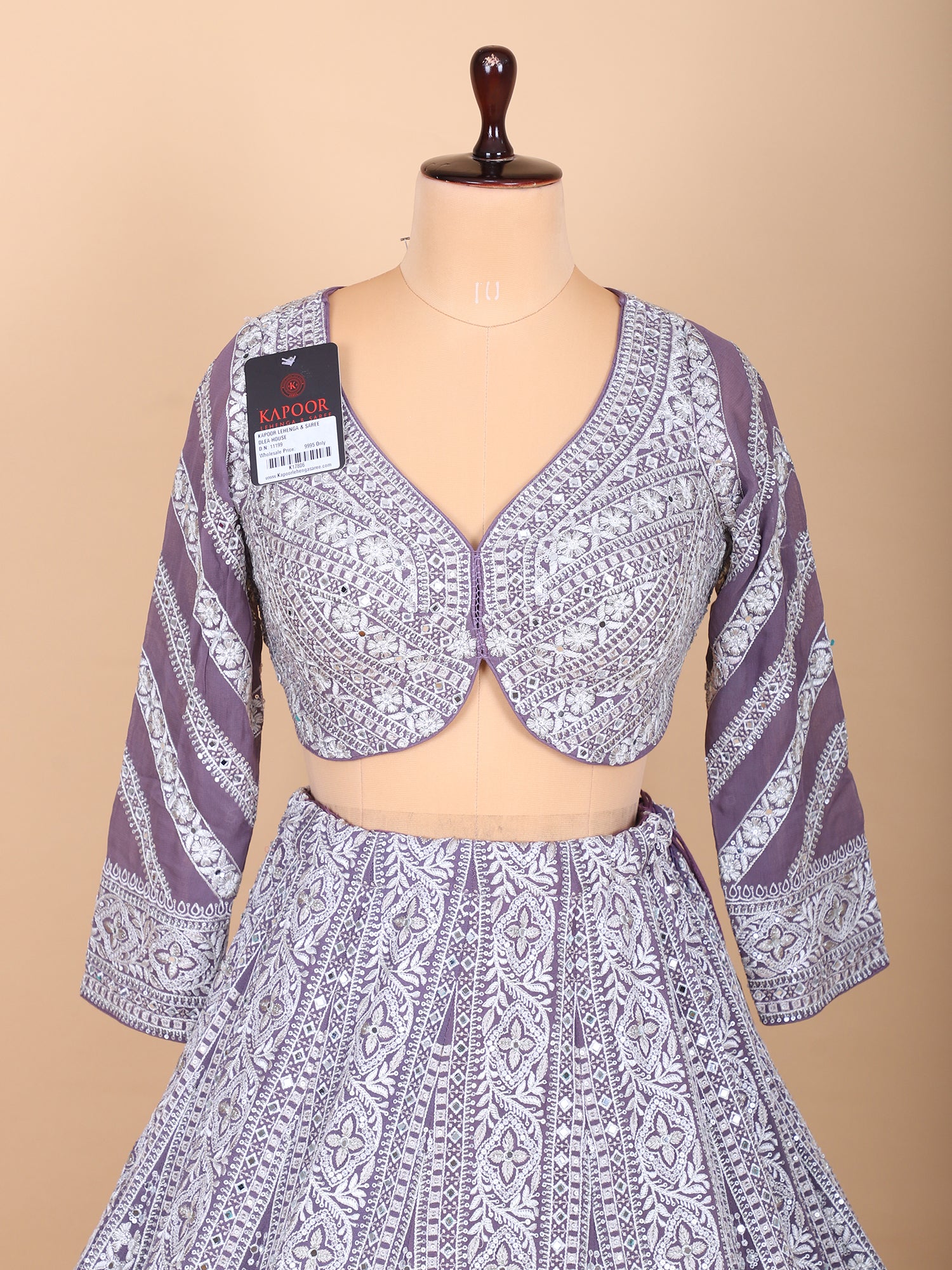 Graceful Lavender Lehenga With Intricate Thread Handwork