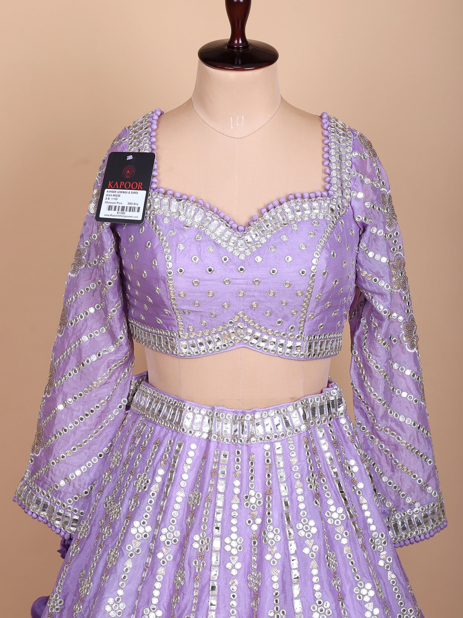 Elegant Lavender Silk Lehenga With Hand Embroidery
