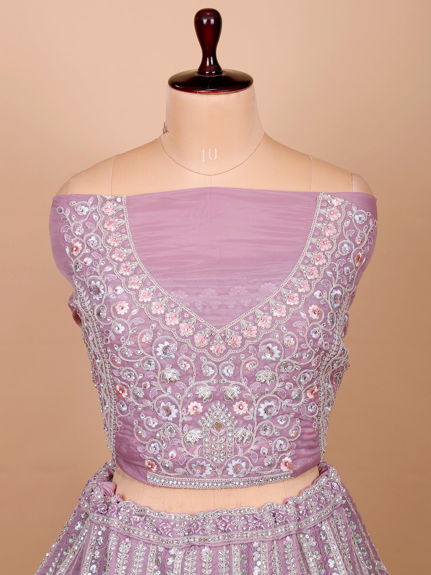 Pink Silk Lehenga With Handwork And Beadwork