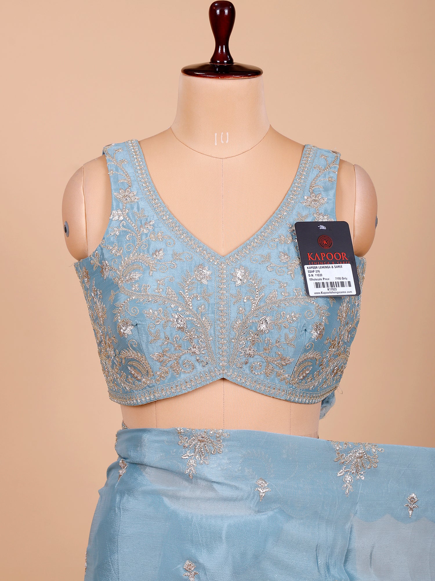 Sky Blue Saree With Sparkling Jarkan