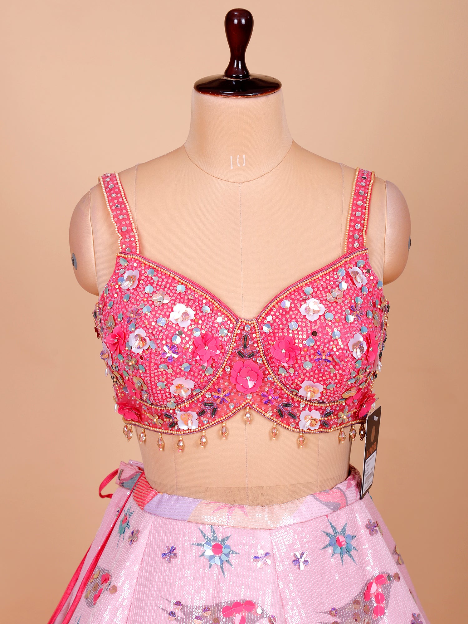 Pink Imported Lehenga With Multi Sequins