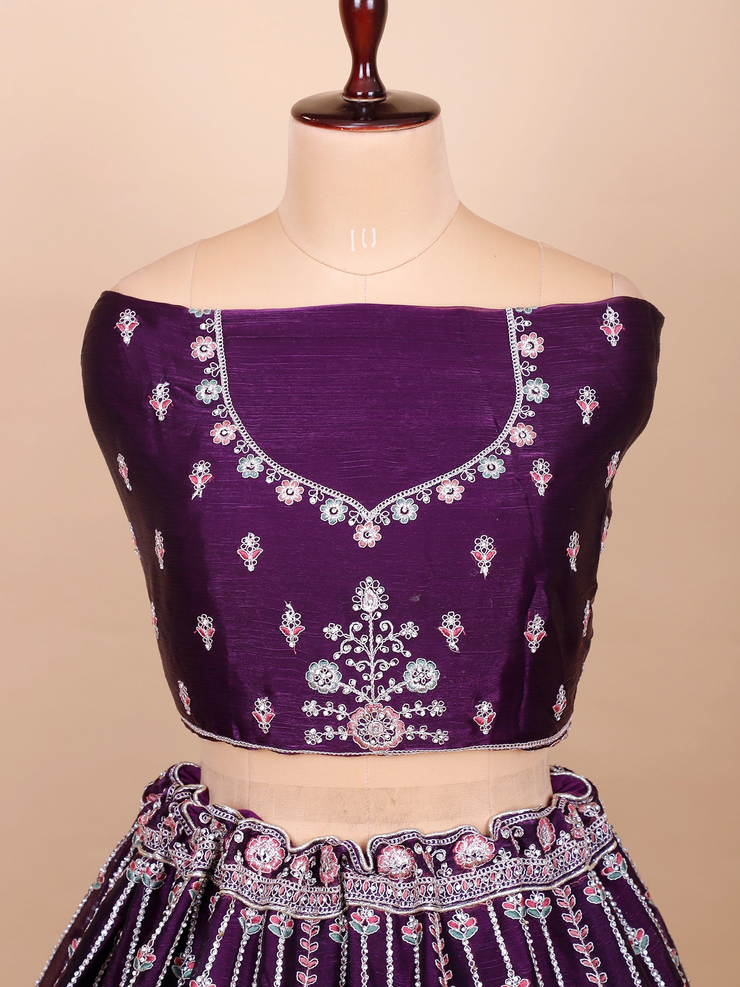 Dark Purple Bridal Jarkan Lehenga