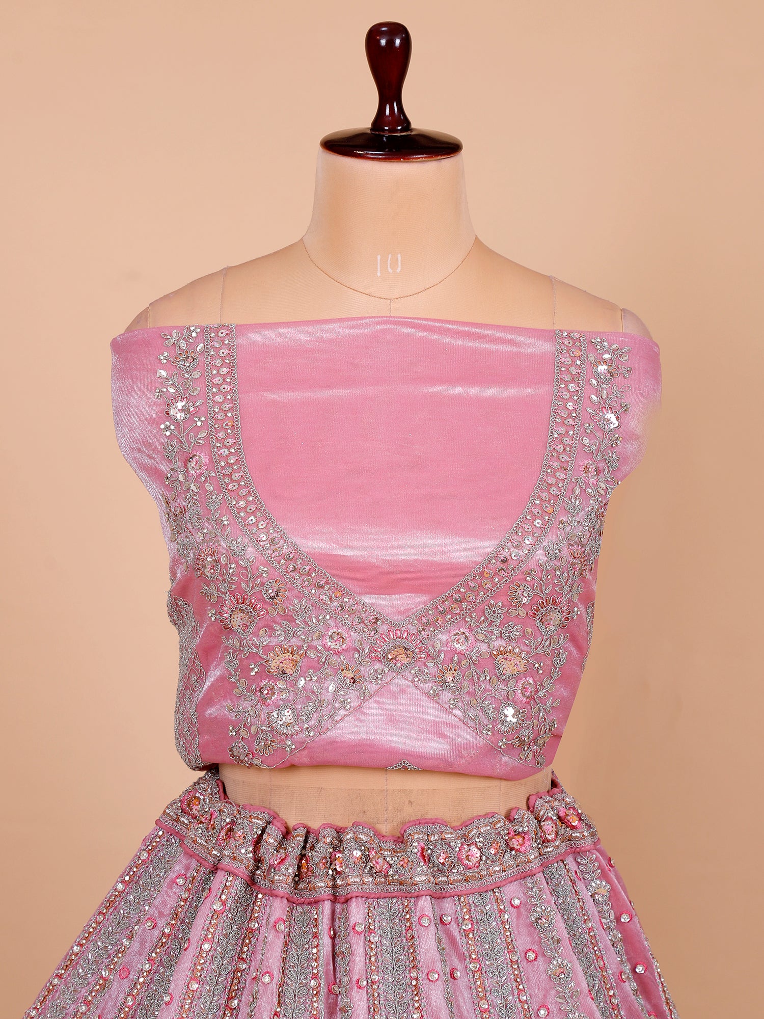 Pink Jimmy Choo Lehenga With Heavy Thread