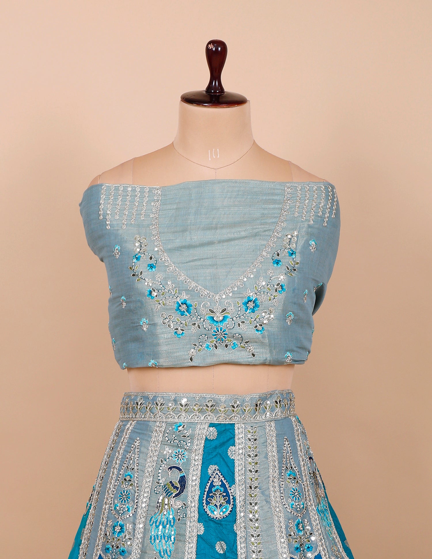 Multi-Color Silk Lehenga With Multi-Thread