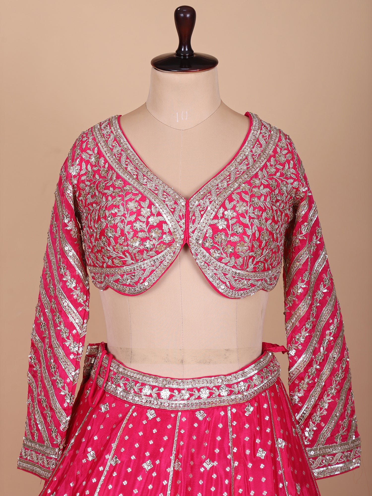 Dusty Pink Georgette Lehenga With Jarkan Embroidery