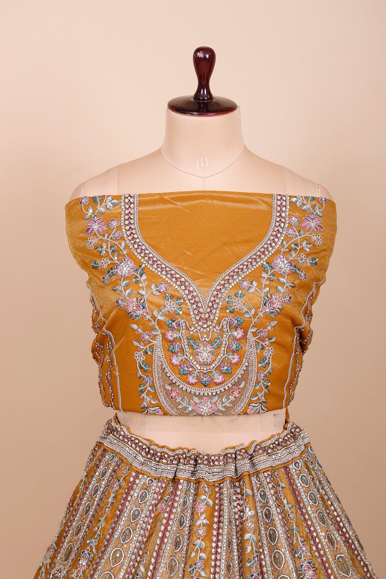 Mustard Shimmer Lehenga With Sequins
