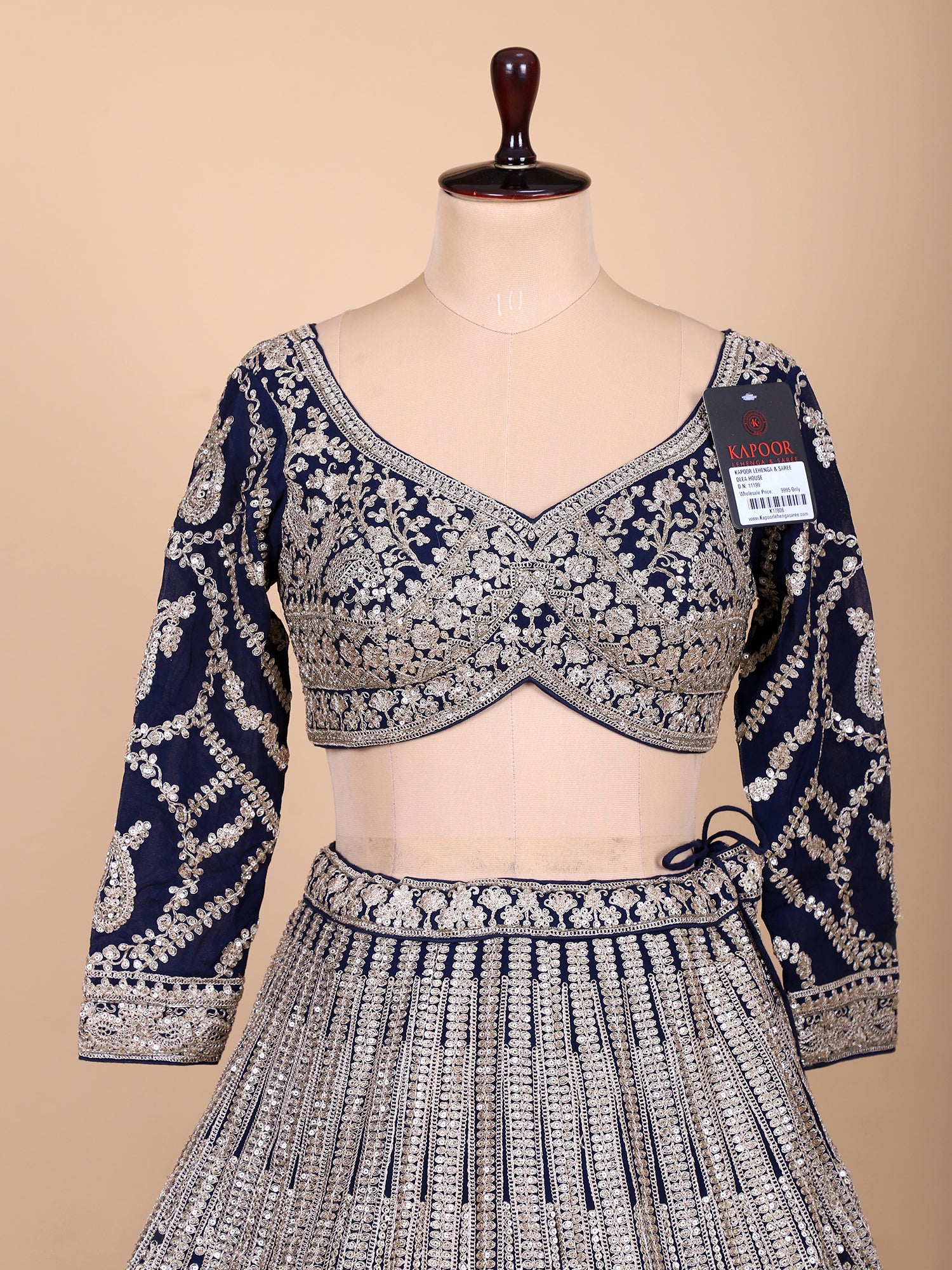 Royal Blue Georgette Embroidered Lehenga Set