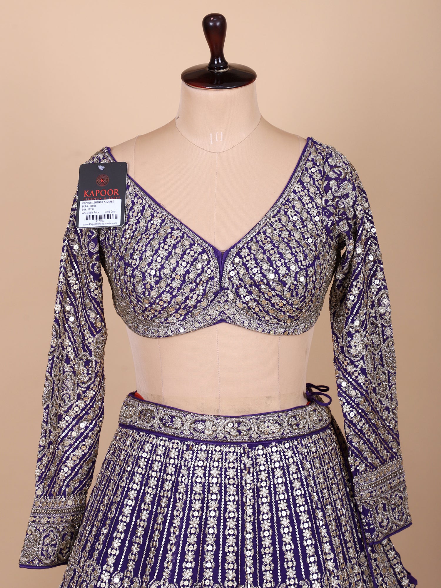 Deep Purple Handcrafted Lehenga With Dupatta