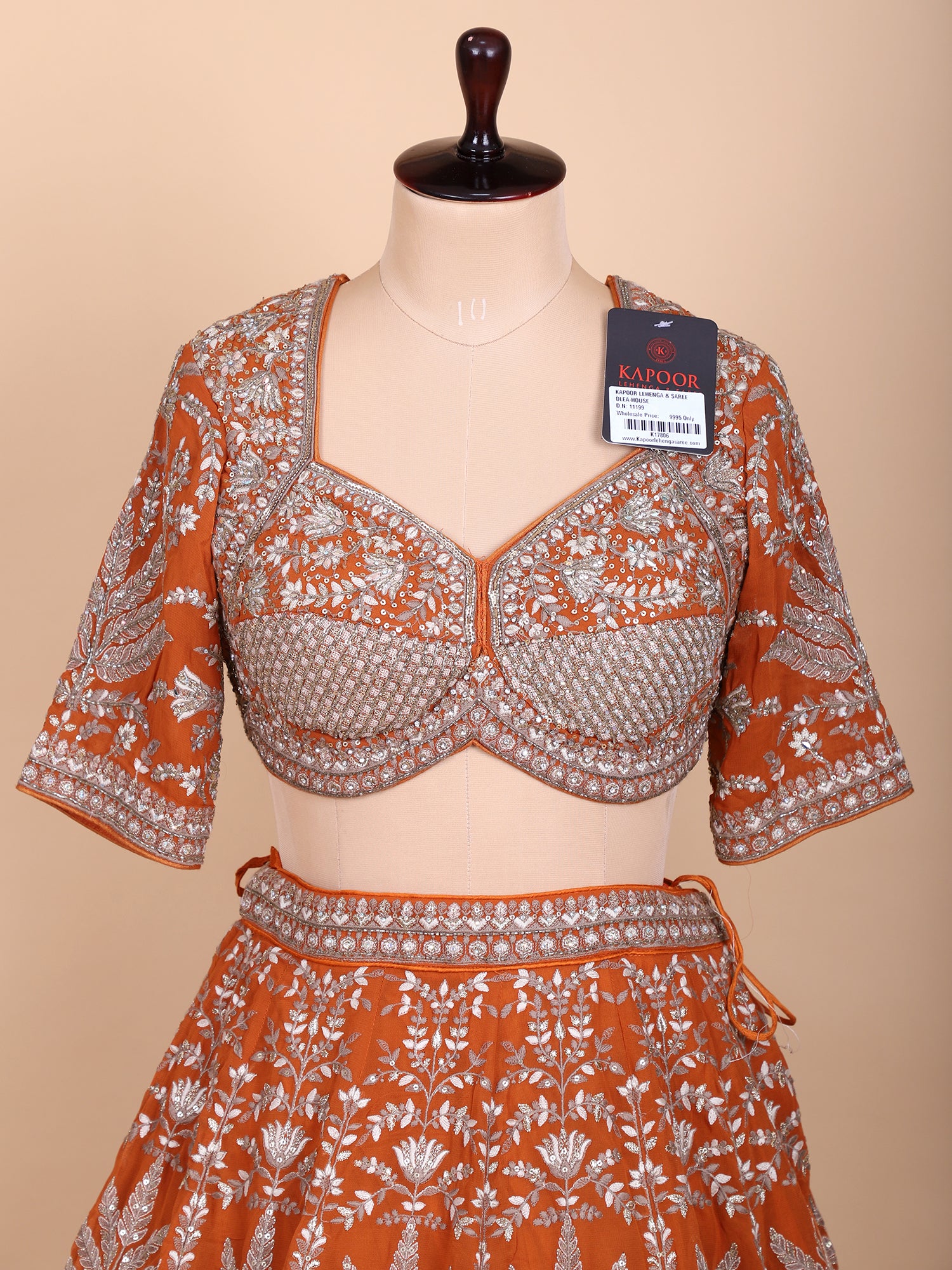 Burnt Tangerine Georgette Lehenga For Haldi Events