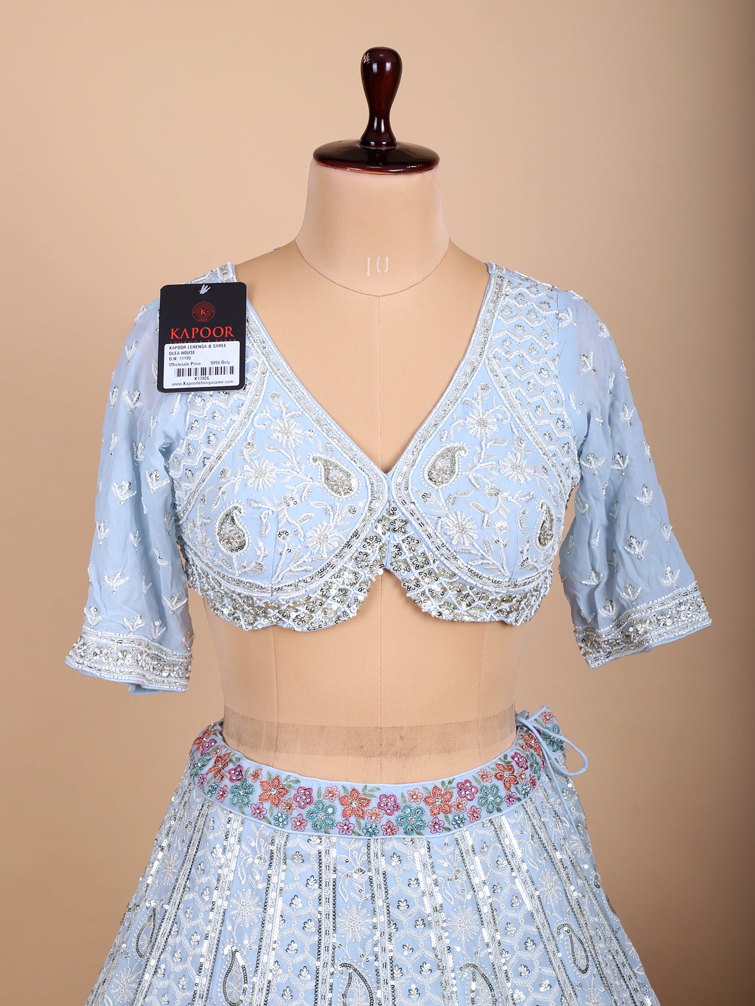 Celestial Mist Sky Powder Handworked Lehenga