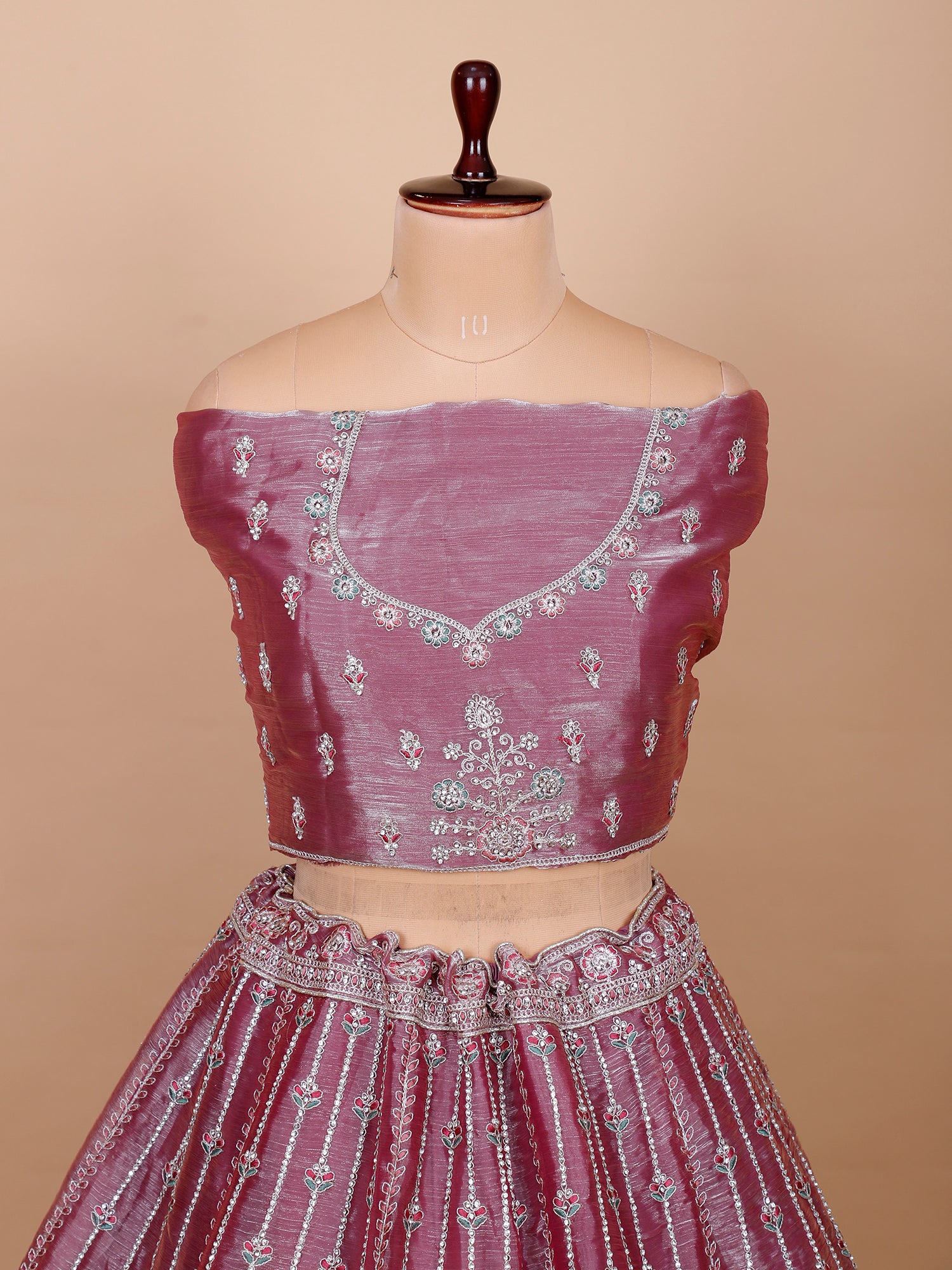 Onion Pink Embroidered Lehenga With Jarkan
