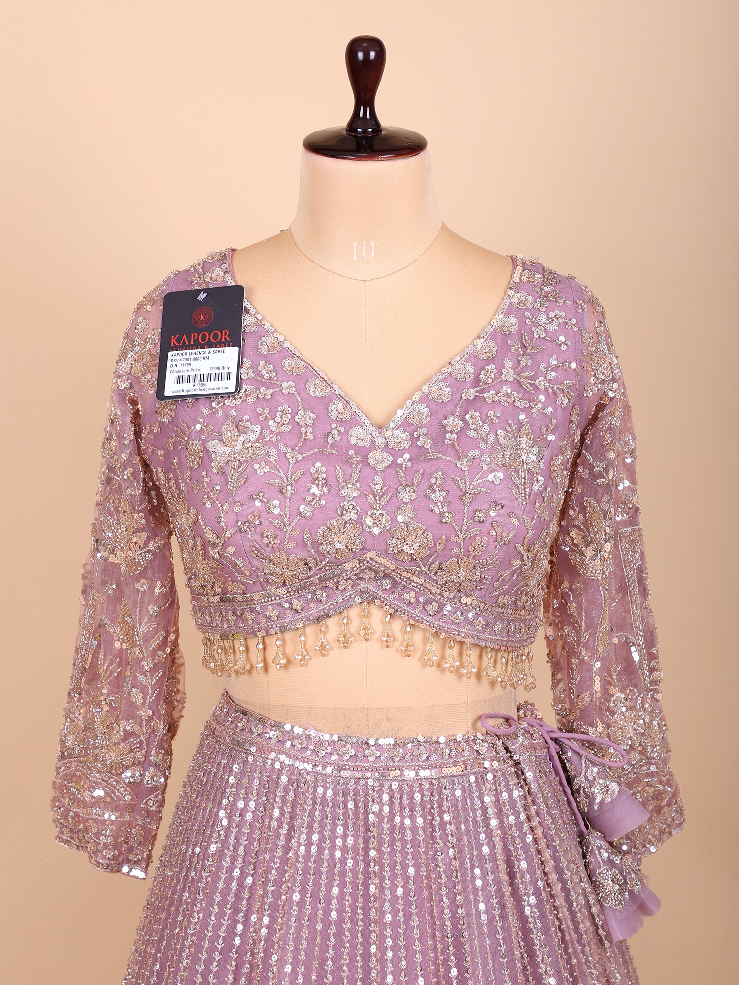 Lilac Dream Lavender Glasscut Handwork Lehenga