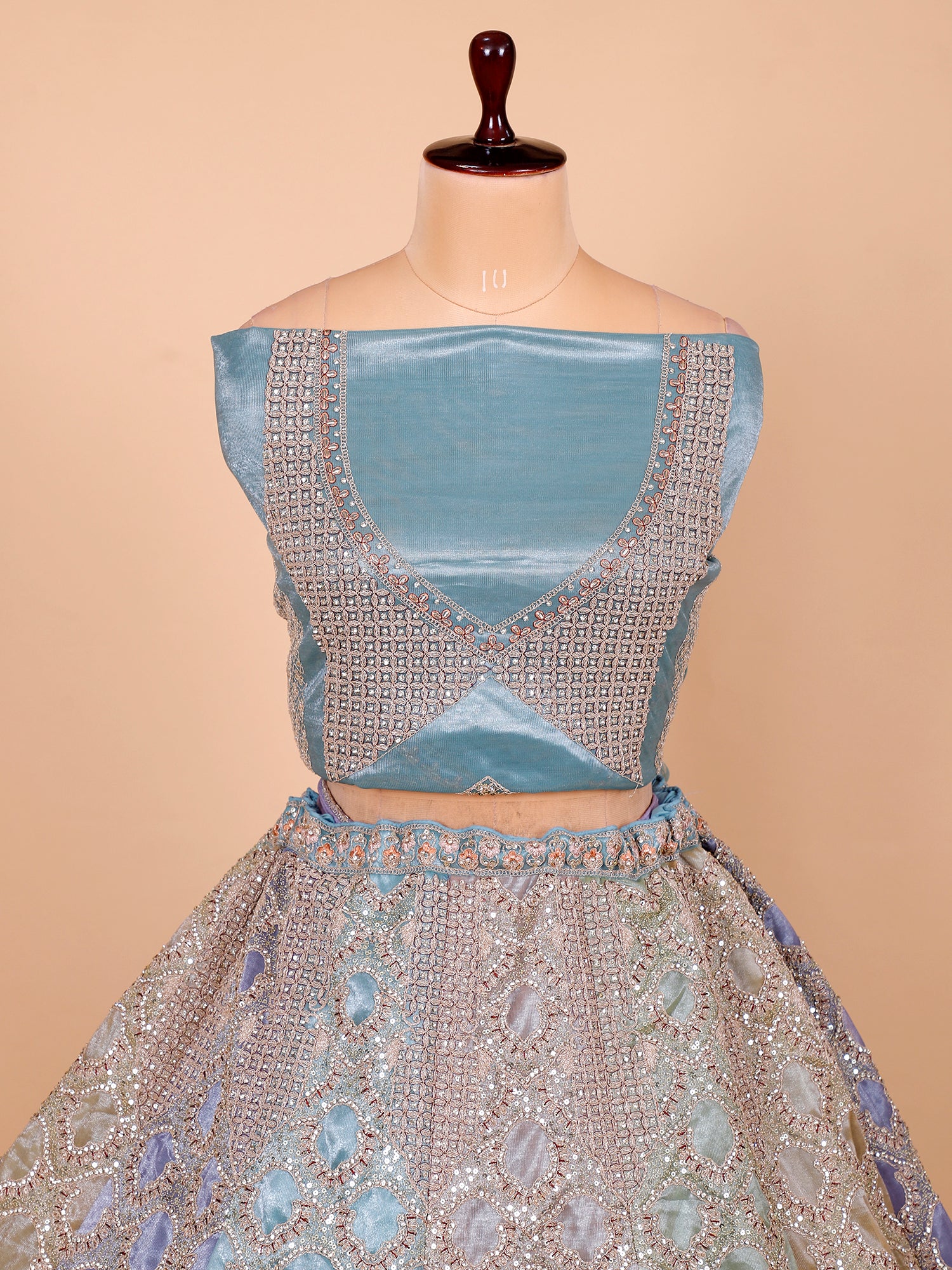 Rama Blue Jimmy Choo Embroidered Lehenga