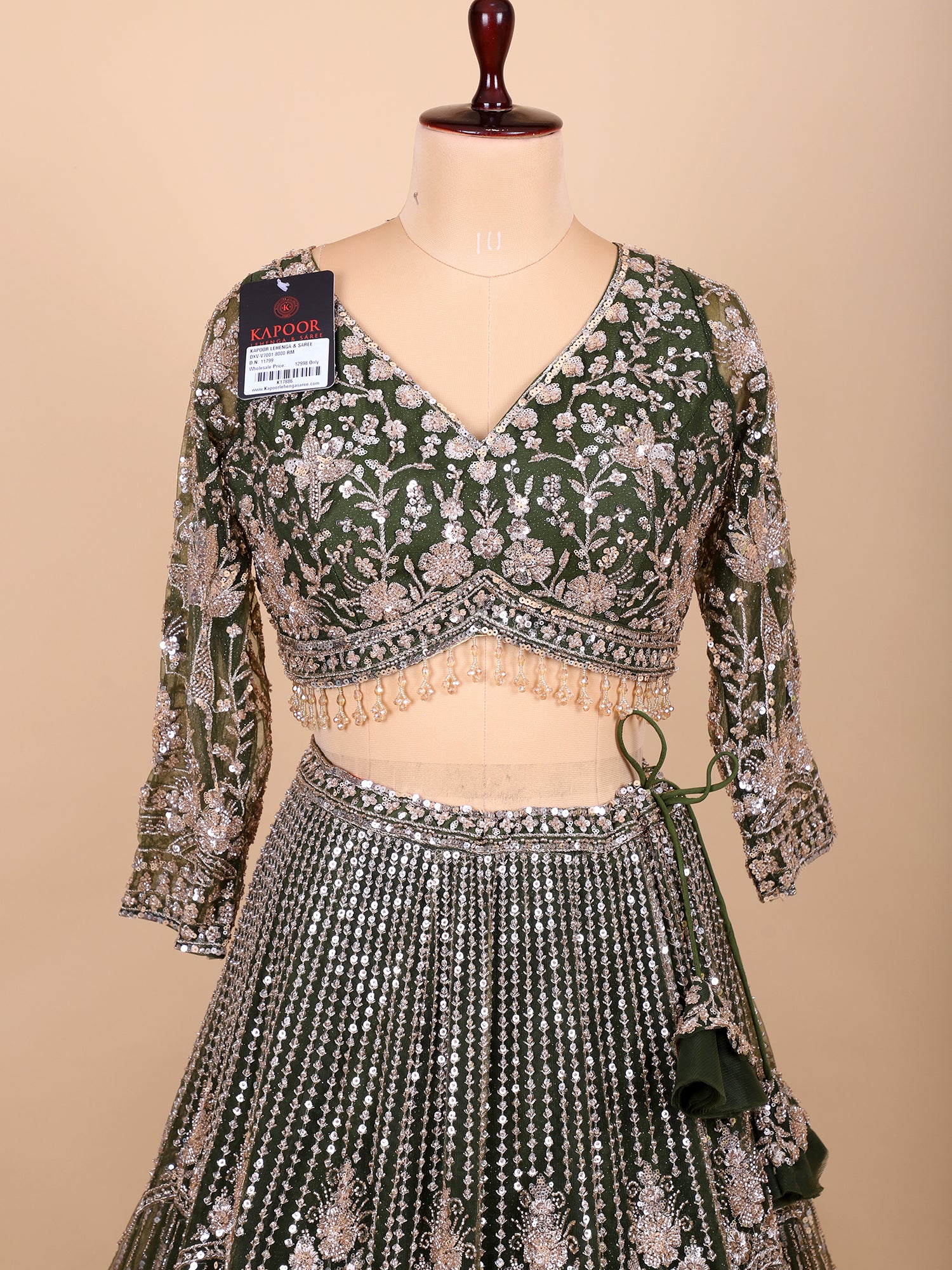 Emerald Aura Mehendi Green Glasscut Handwork Lehenga