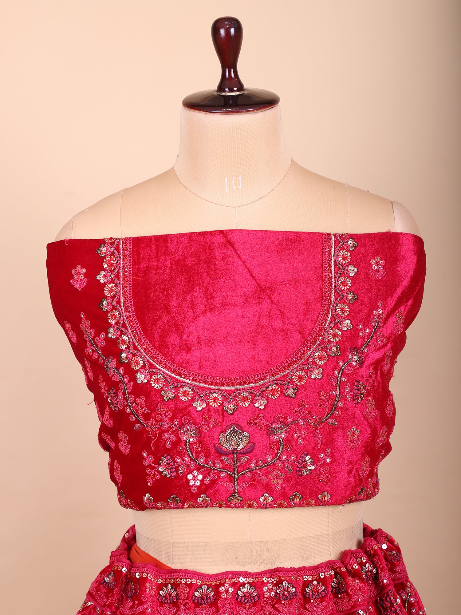 Majestic Rani Velvet Jarkan Mirror Bridal Lehenga