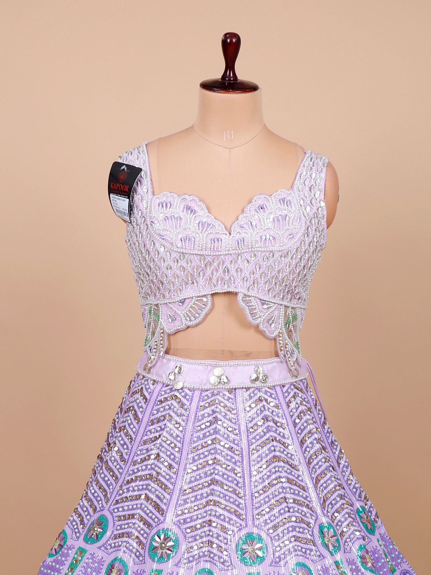 Lavender Elegance Handcrafted Pearl Lehenga