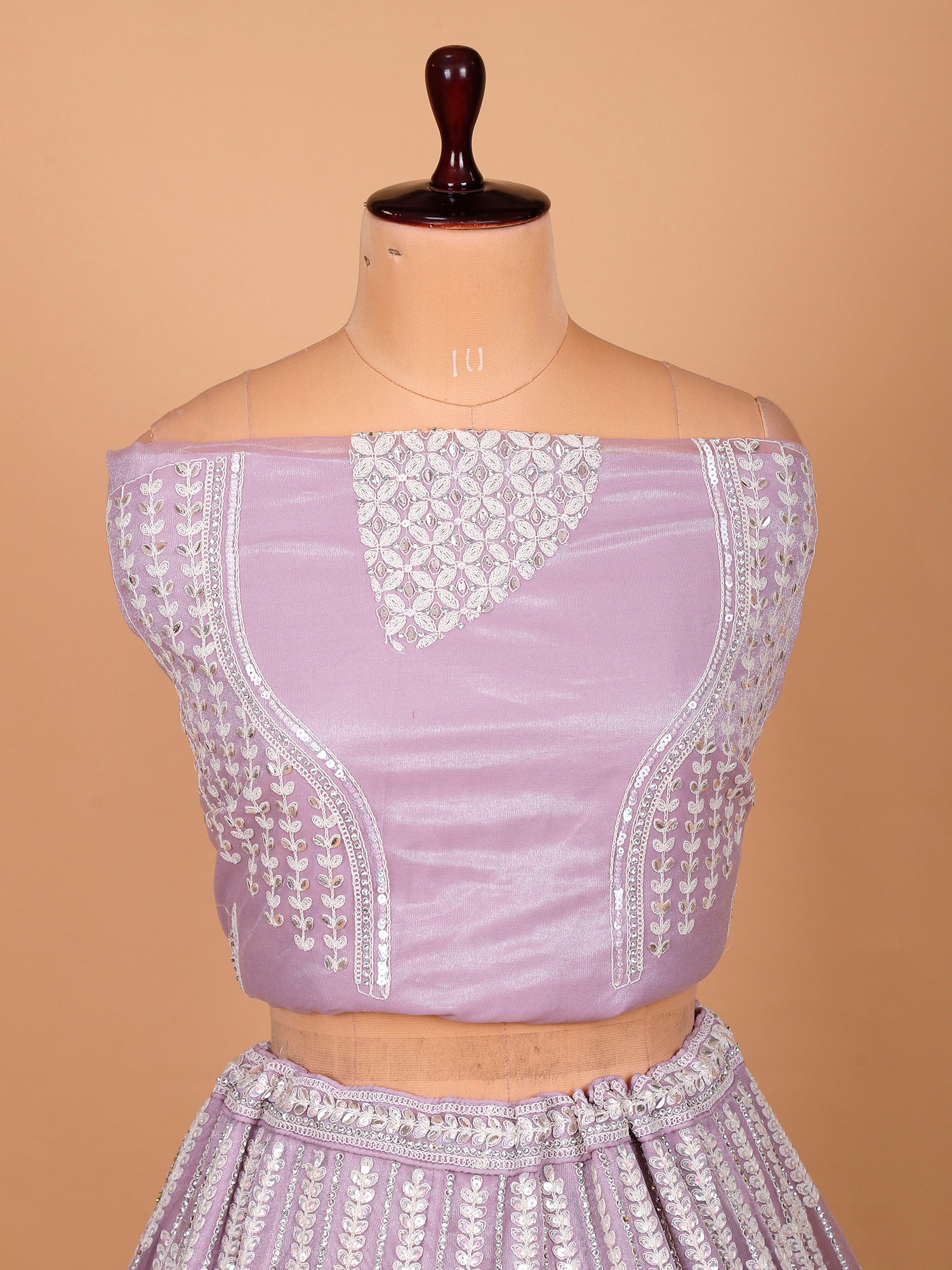 Lavender Net Sider Lehenga With Zari