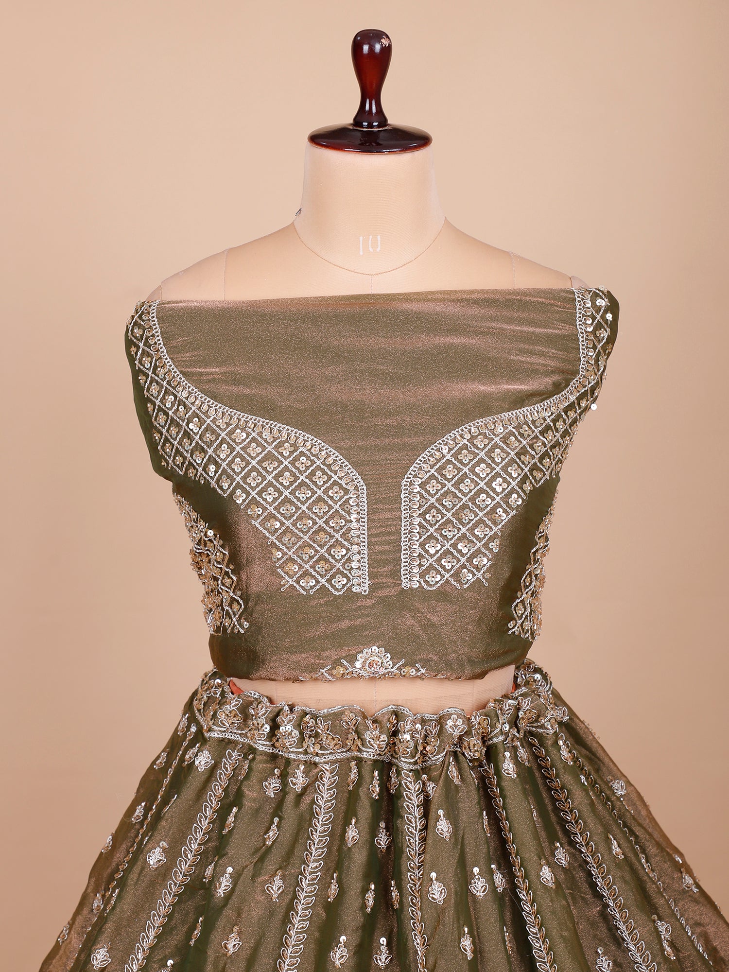 Mehendi Green Handwork Designer Lehenga