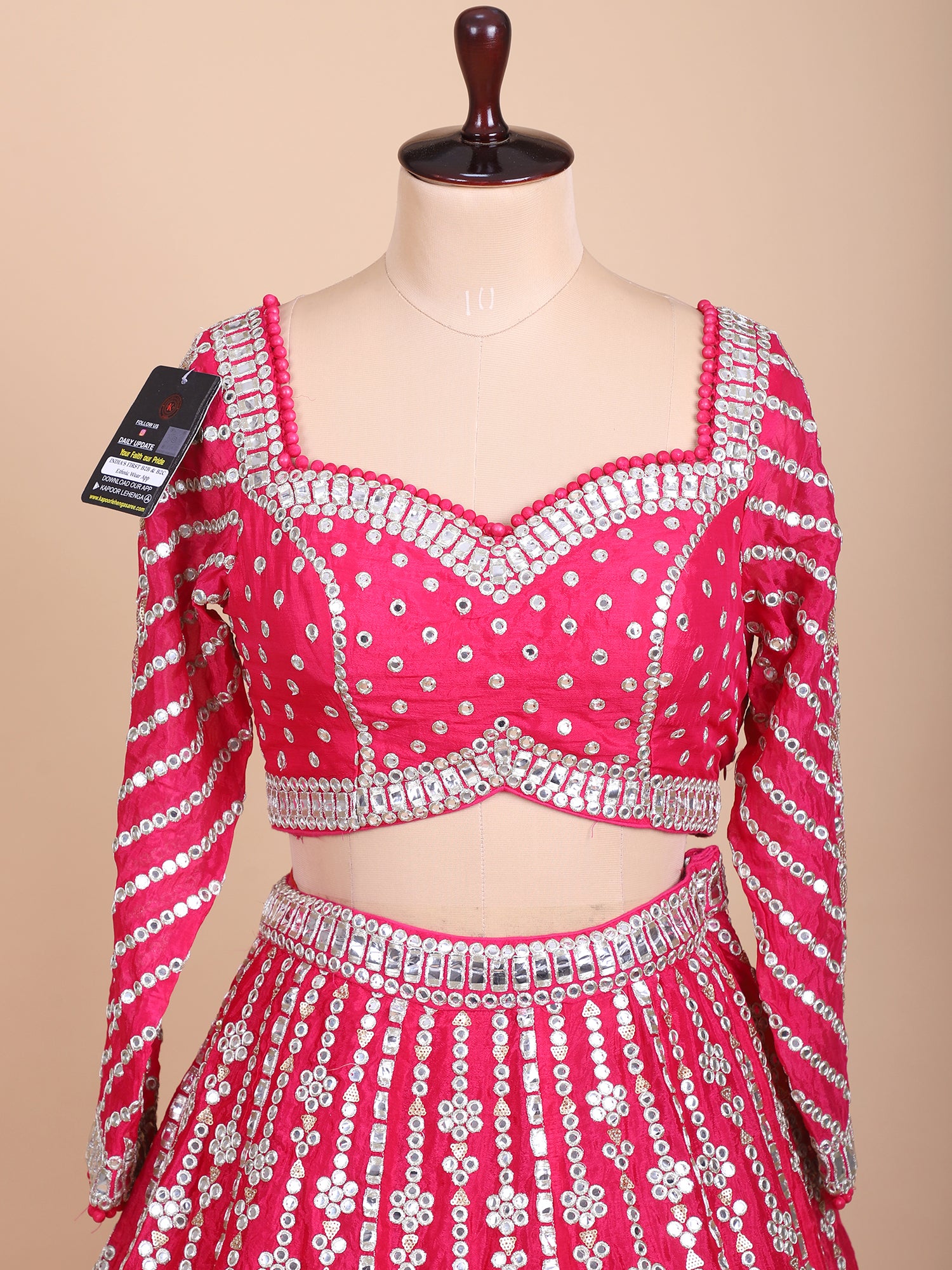 Blush Pink Bridal Lehenga With Mirror Detailing