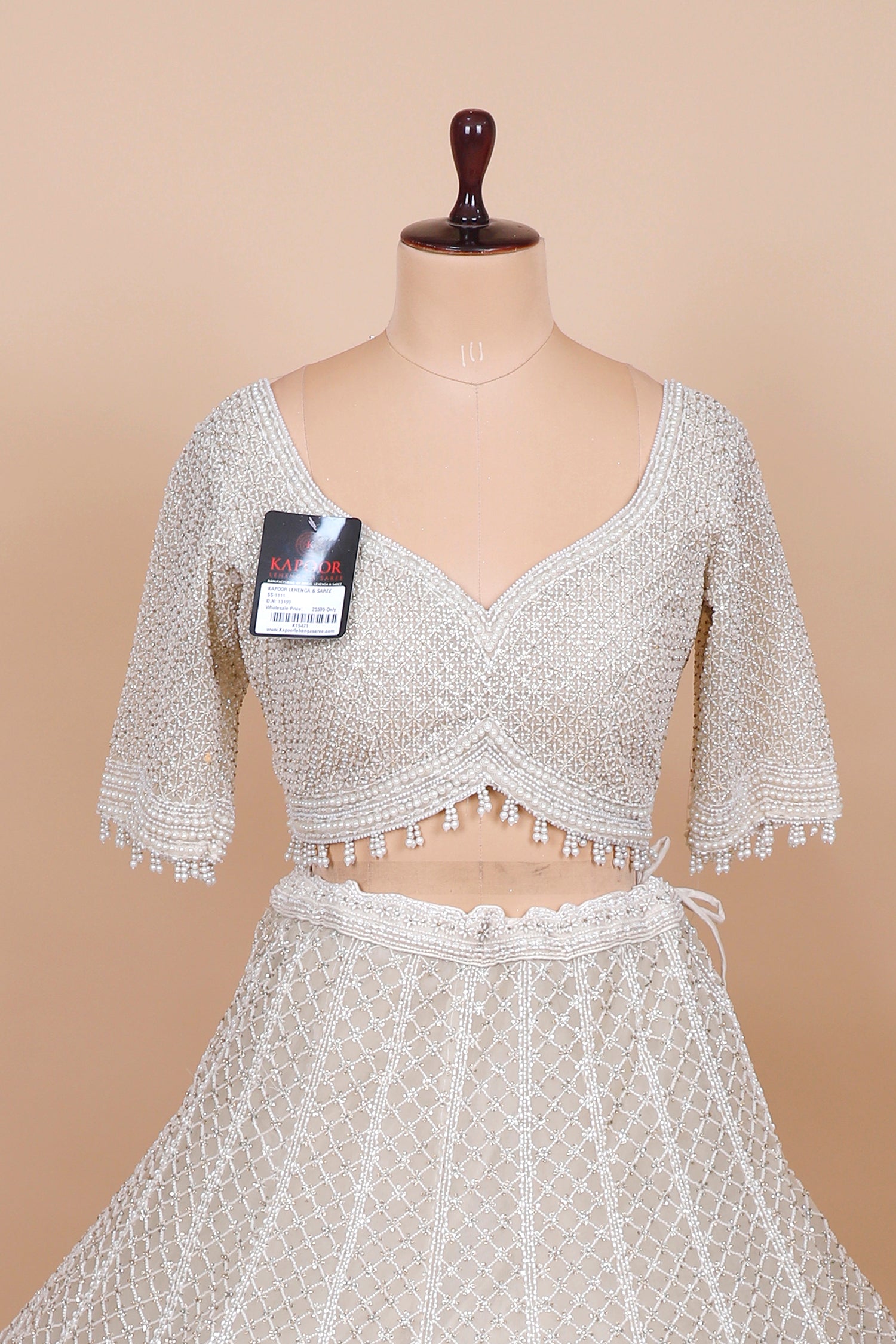 Elegant Beige Net Lehenga