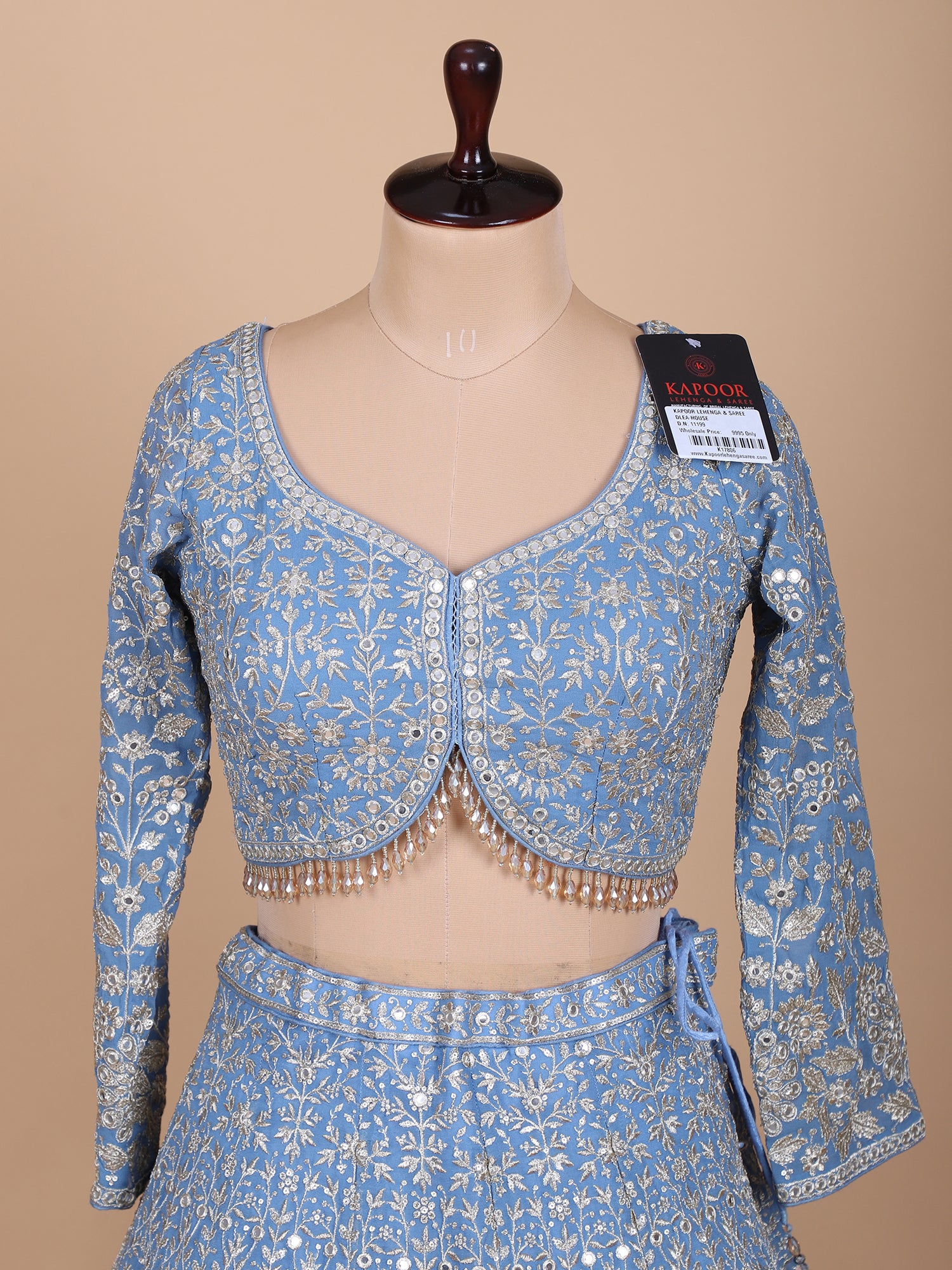 Light Blue Georgette Lehenga With Hand Embroidery
