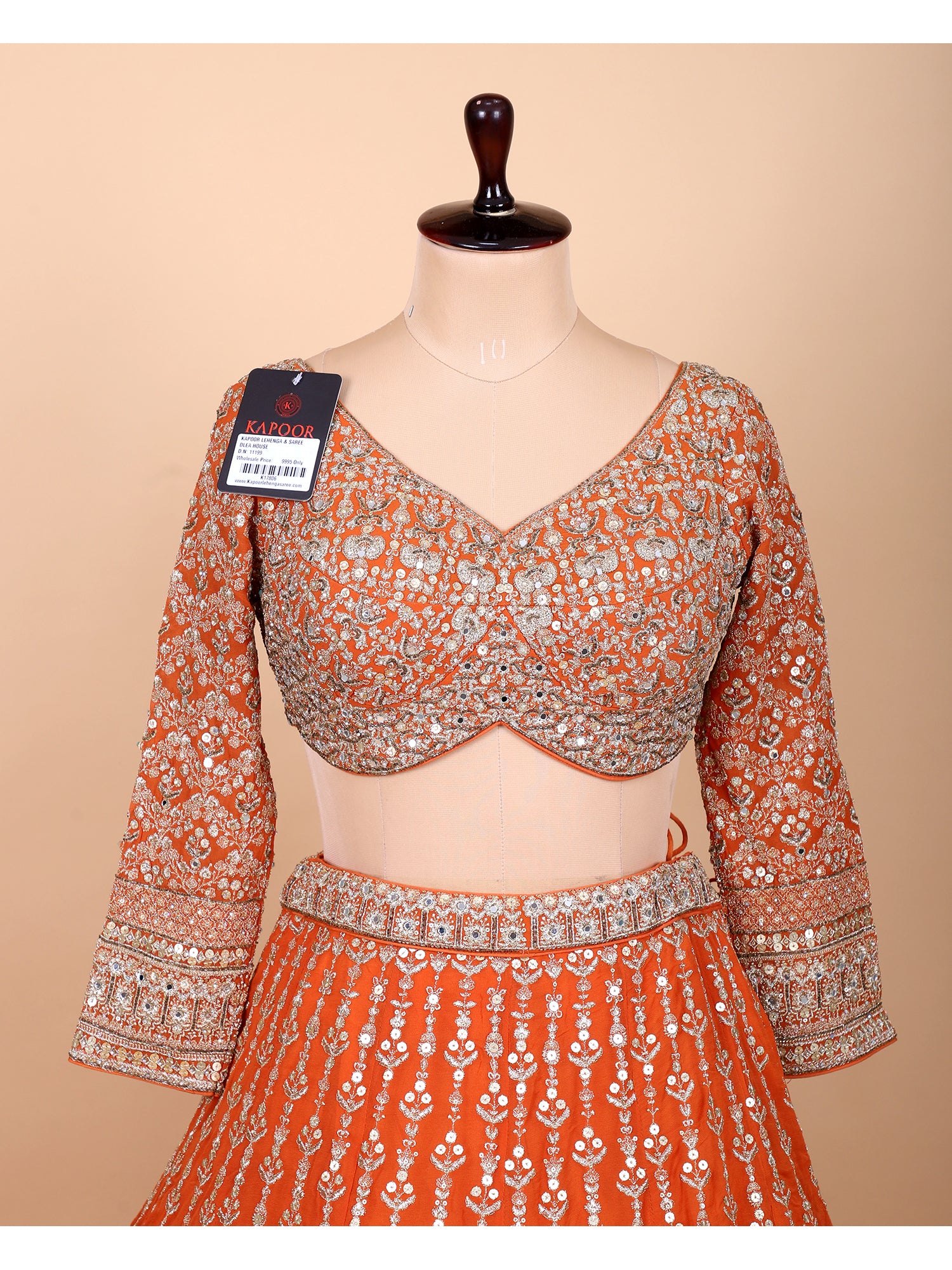 Tangerine Traditional Handcrafted Lehenga