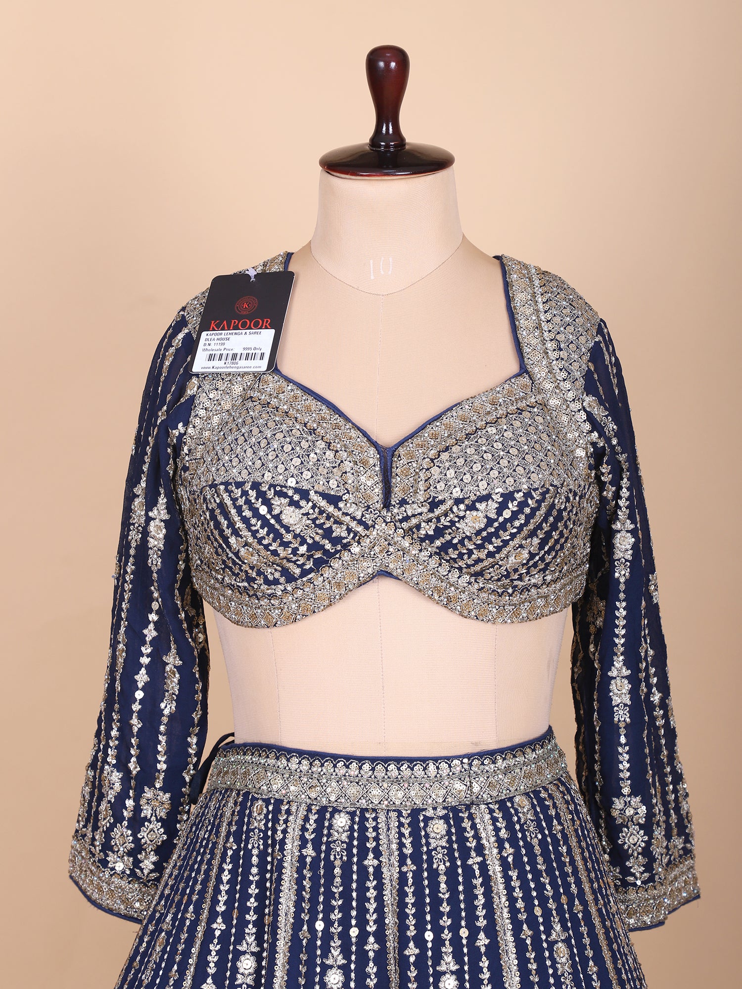 Midnight Blue Georgette Lehenga With Jarkan Detailing