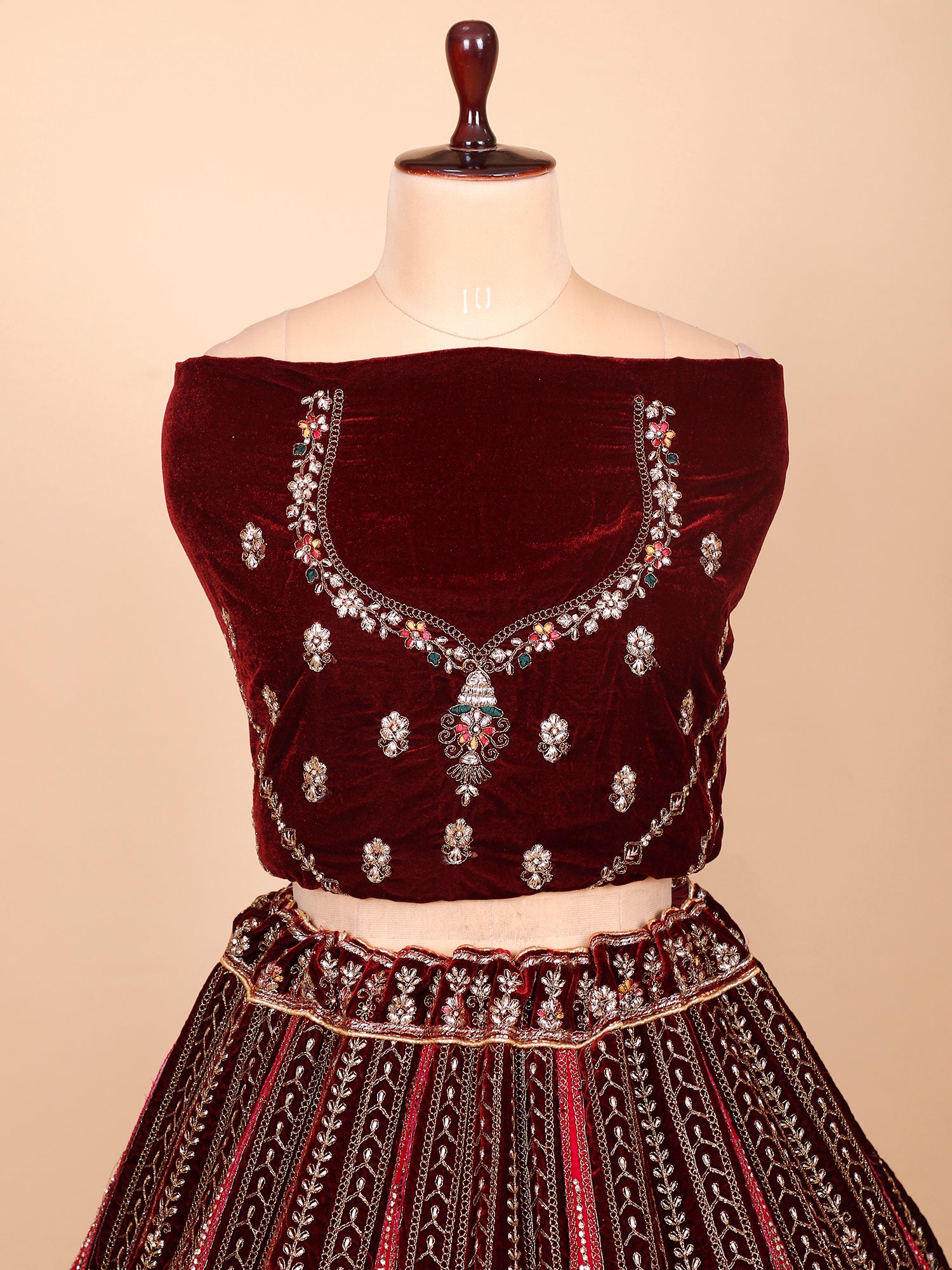 Jarkan Heavy Embroidered Velvet Lehenga