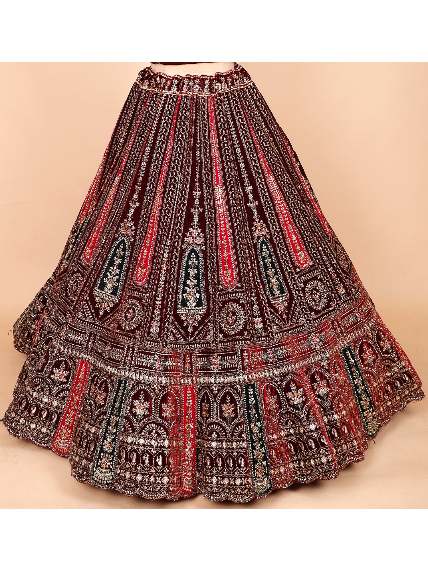 Jarkan Heavy Embroidered Velvet Lehenga