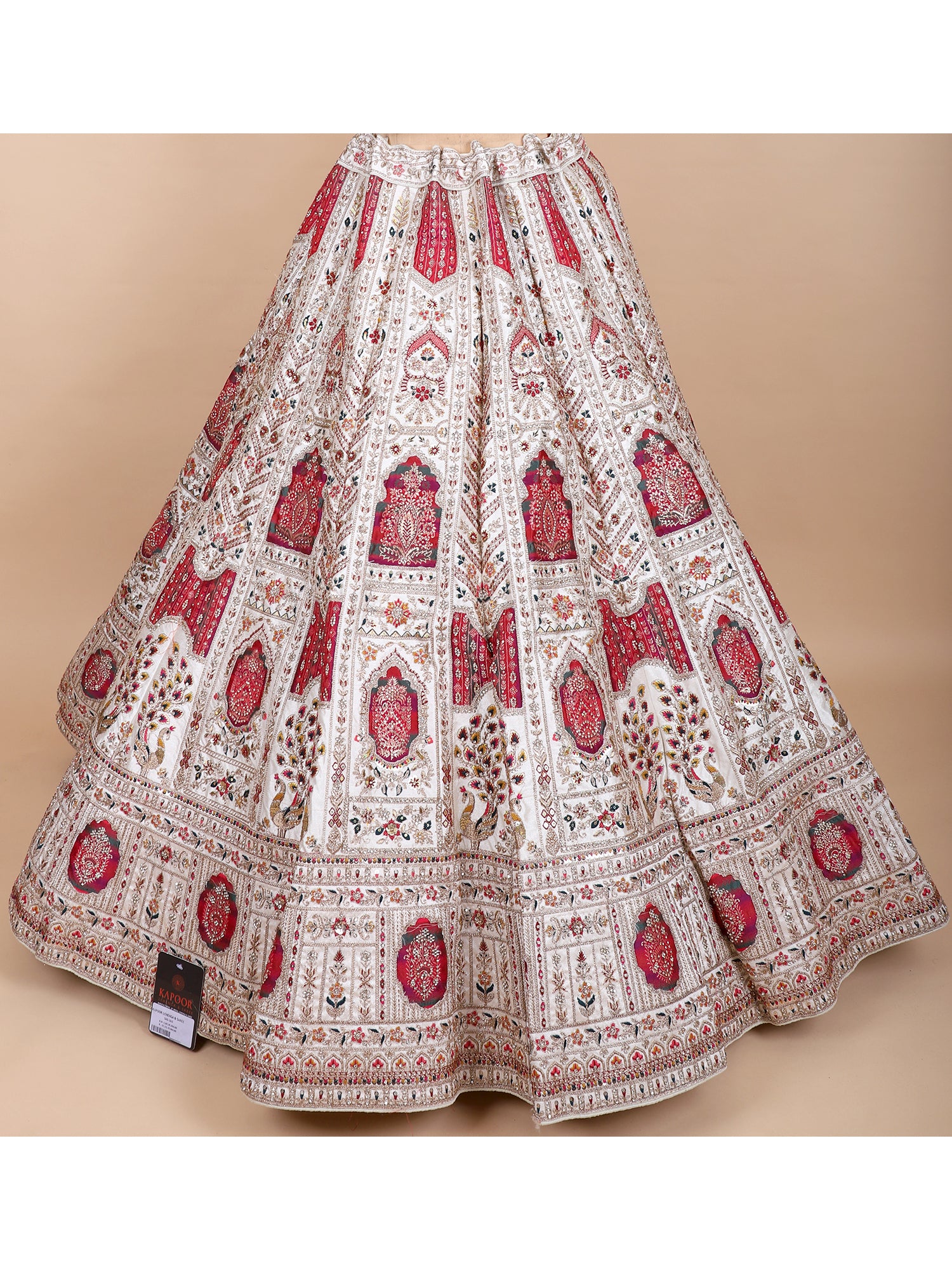Off-White Silk Lehenga With Hand Embroidery