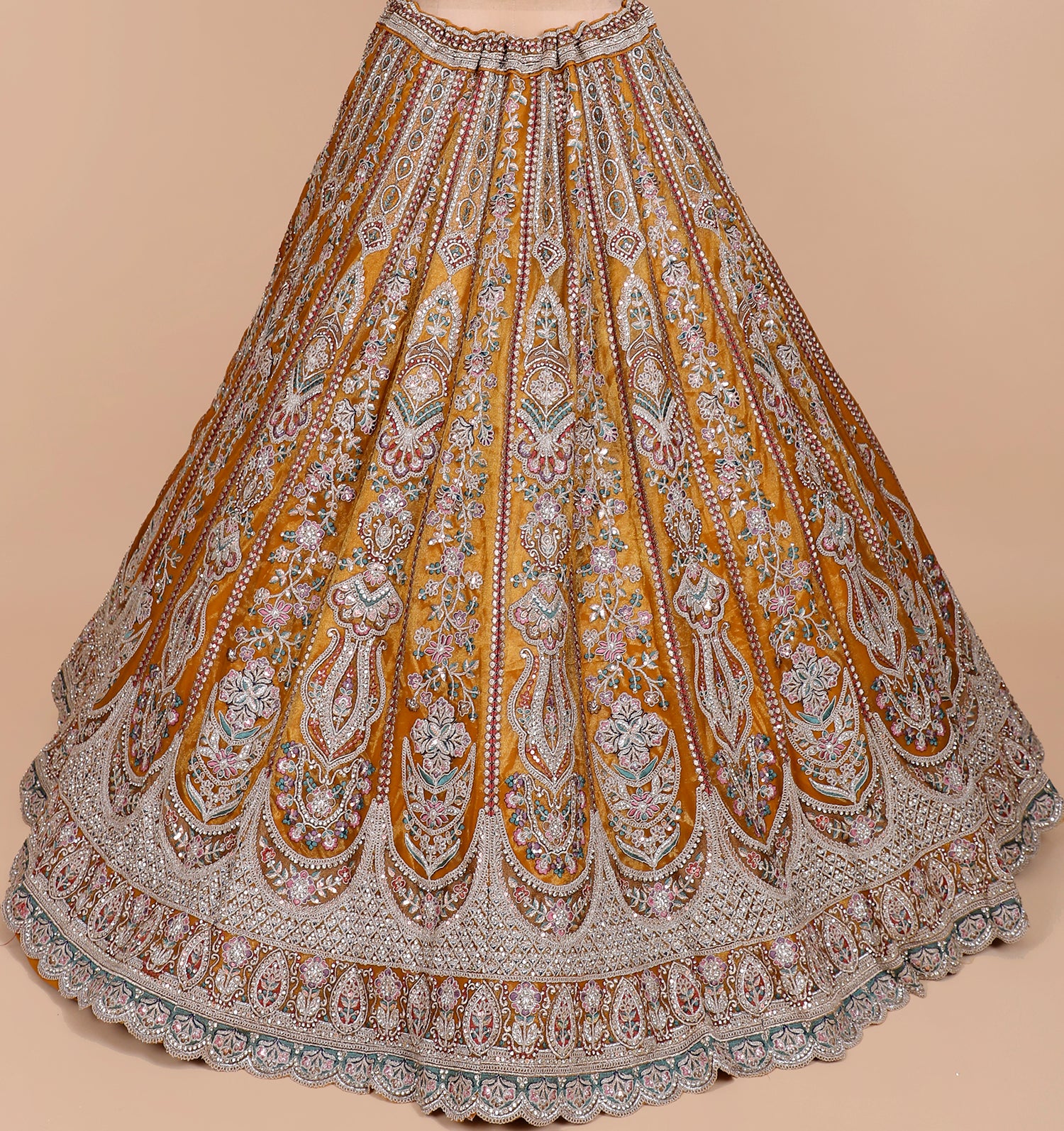 Mustard Shimmer Lehenga With Sequins