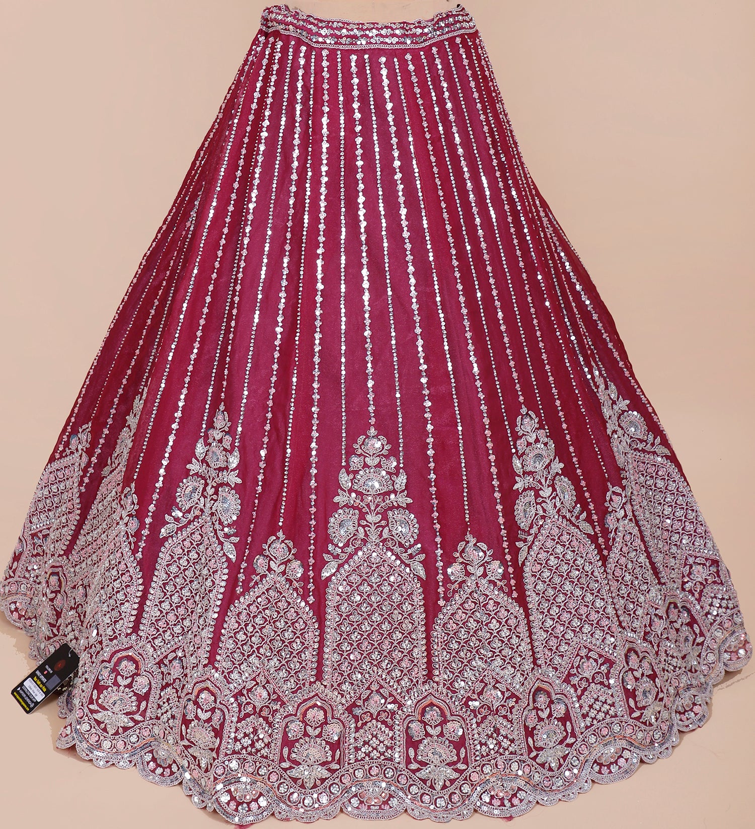 Red-Purple Shimmer Lehenga With Beads