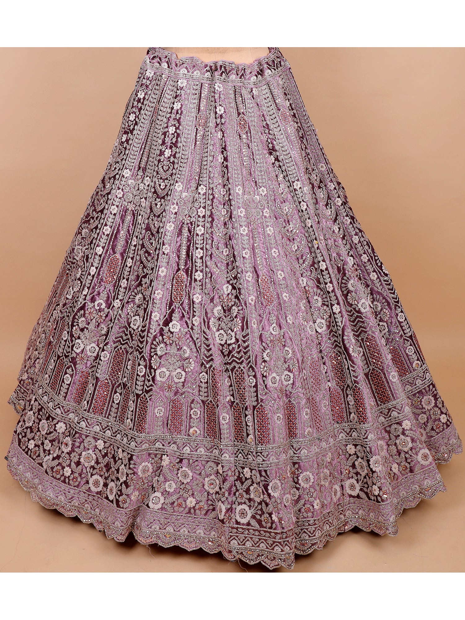 Onion Pink Velvet Lehenga With Jarkan Work