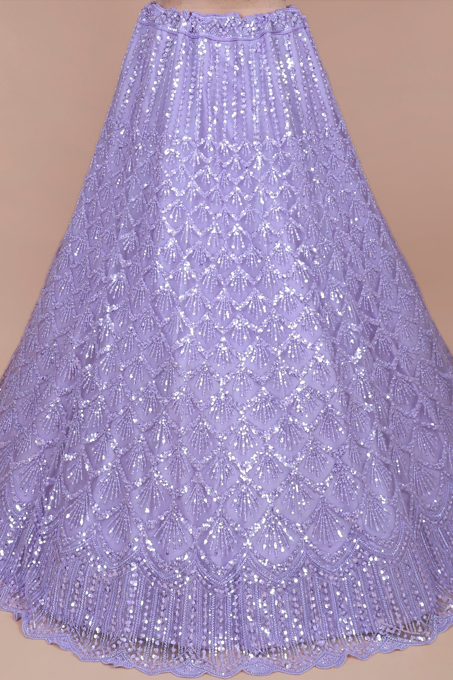 Lavender Net Lehenga With Sequins Detailing